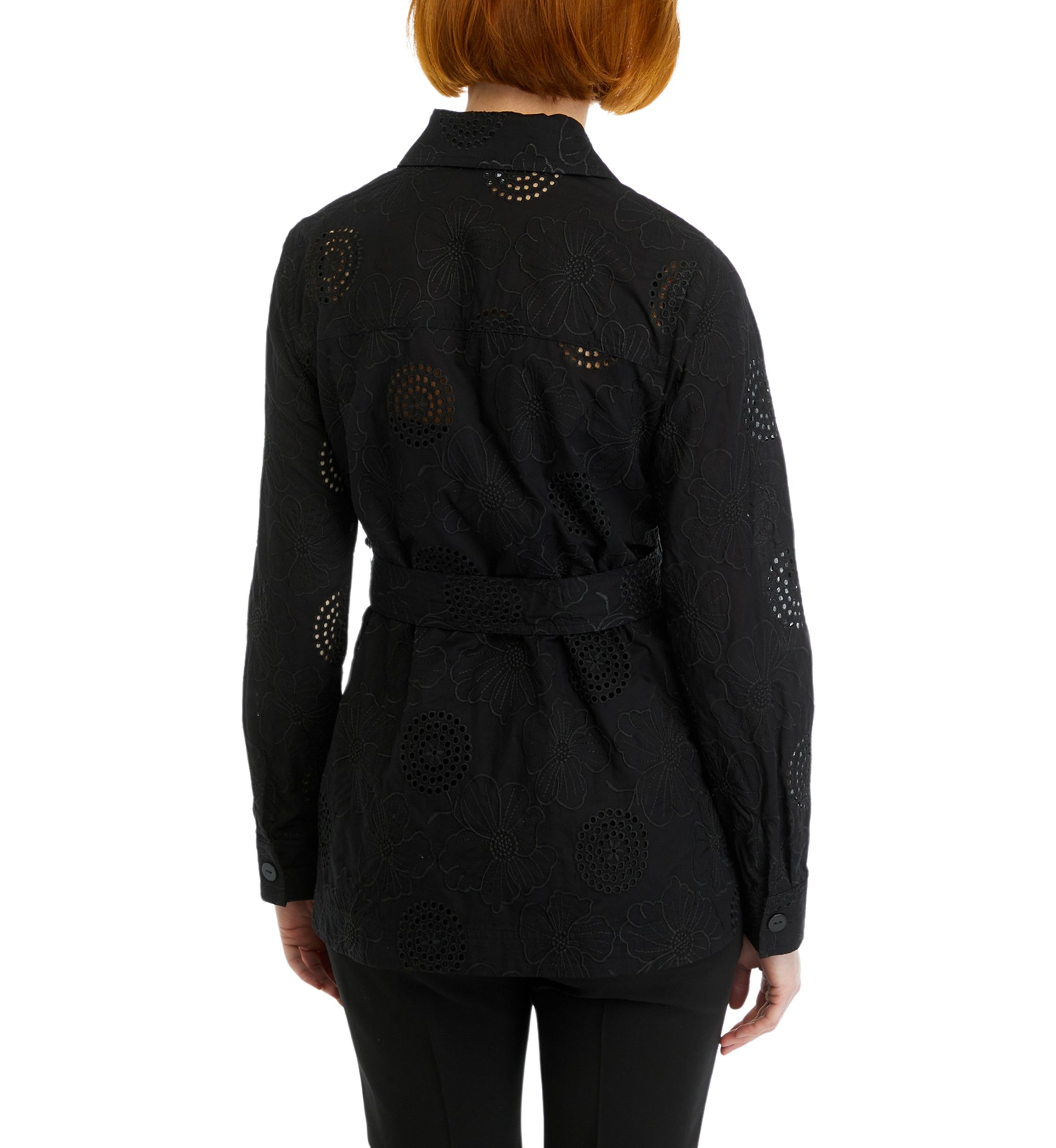 Womens Eyelet Tie Front Shacket 