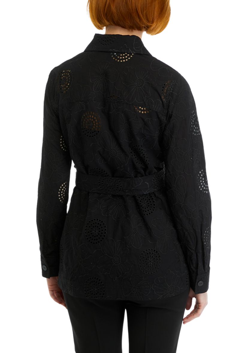 Womens Eyelet Tie Front Shacket 