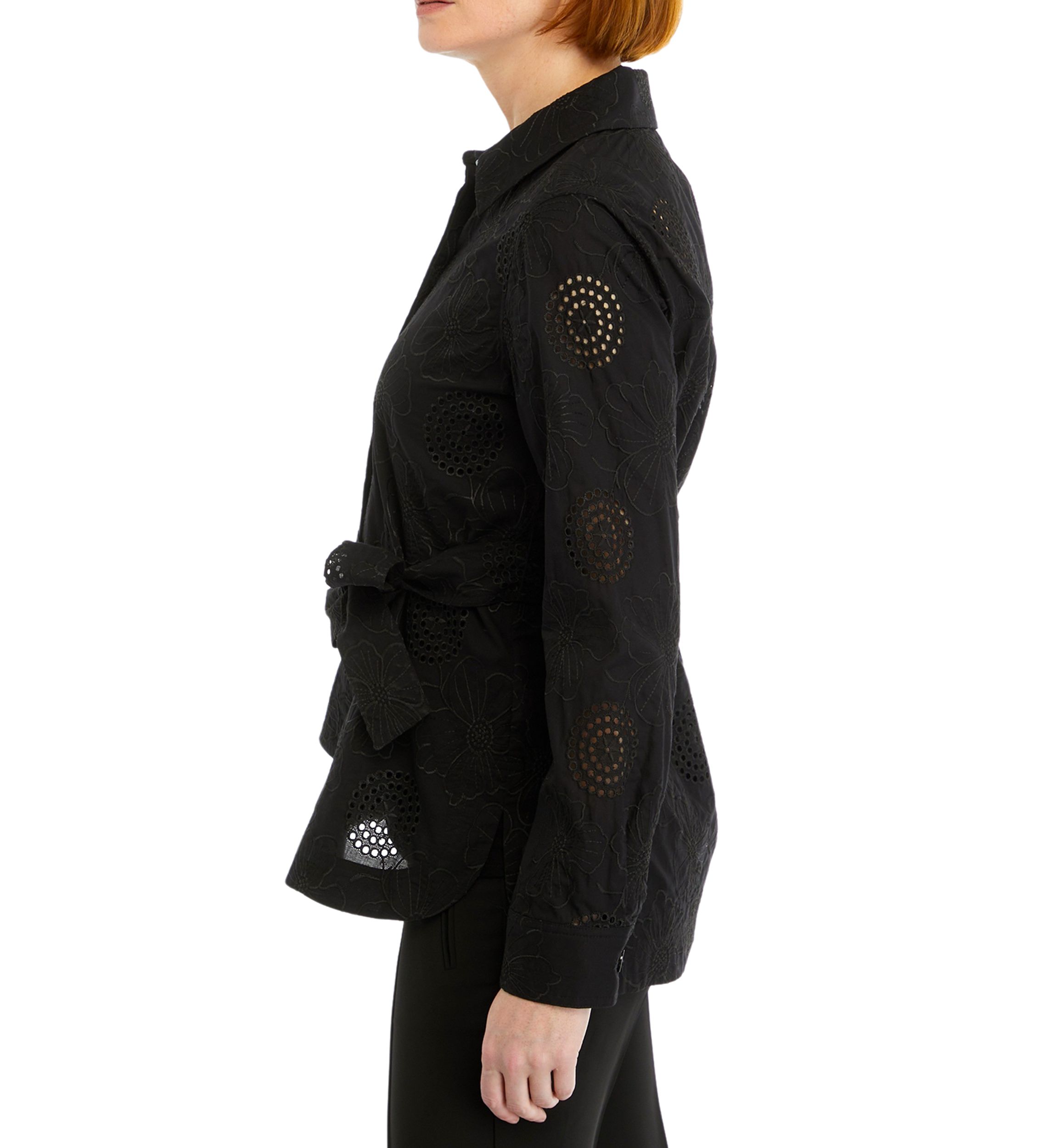 Womens Eyelet Tie Front Shacket 