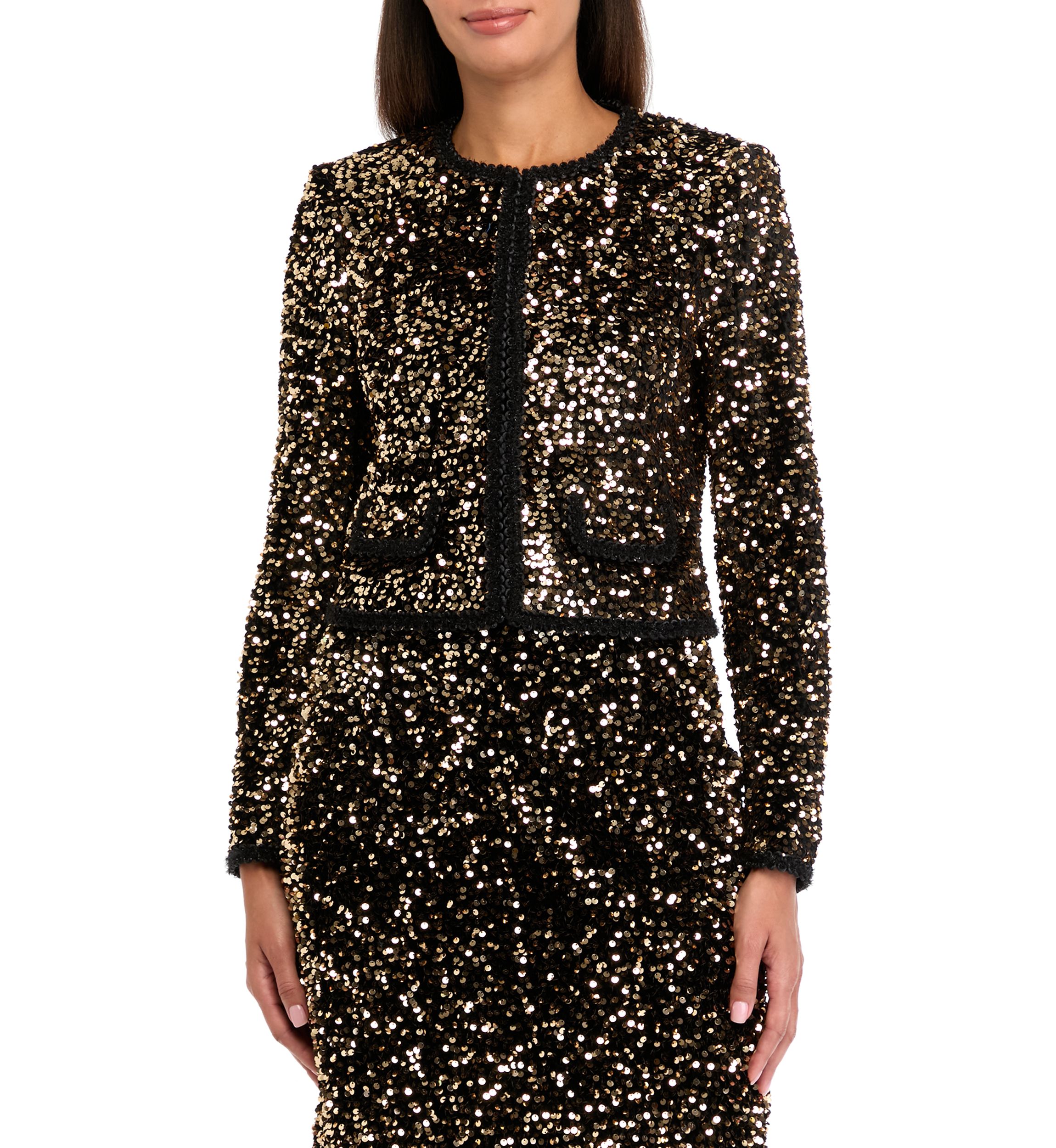 Womens Cropped Sequin Cardigan 