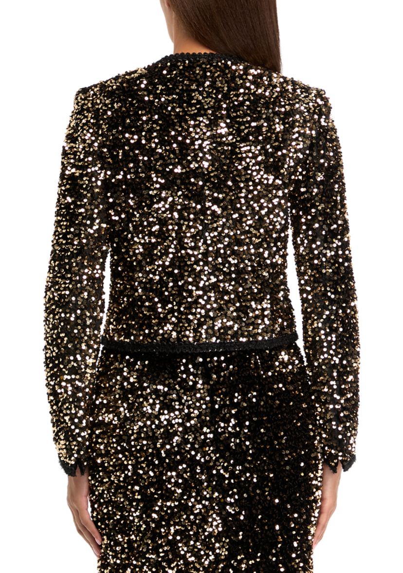 Womens Cropped Sequin Cardigan 