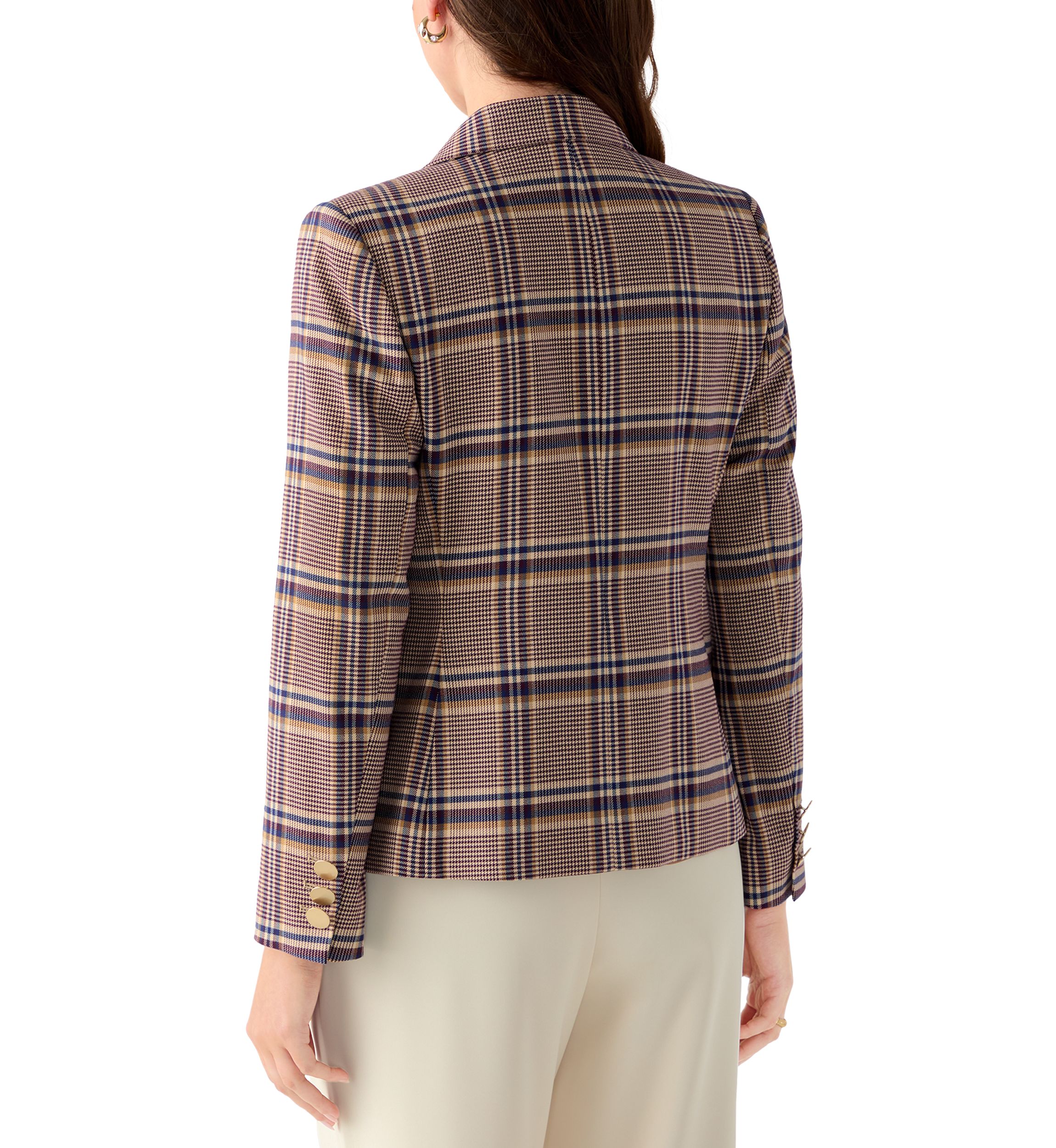 Womens Faux Double Breasted Plaid Jacket