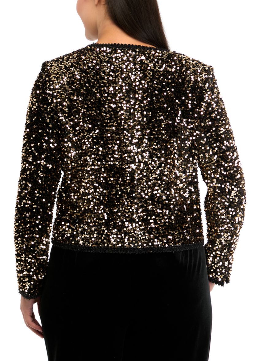 Womens Cropped Sequin Jacket