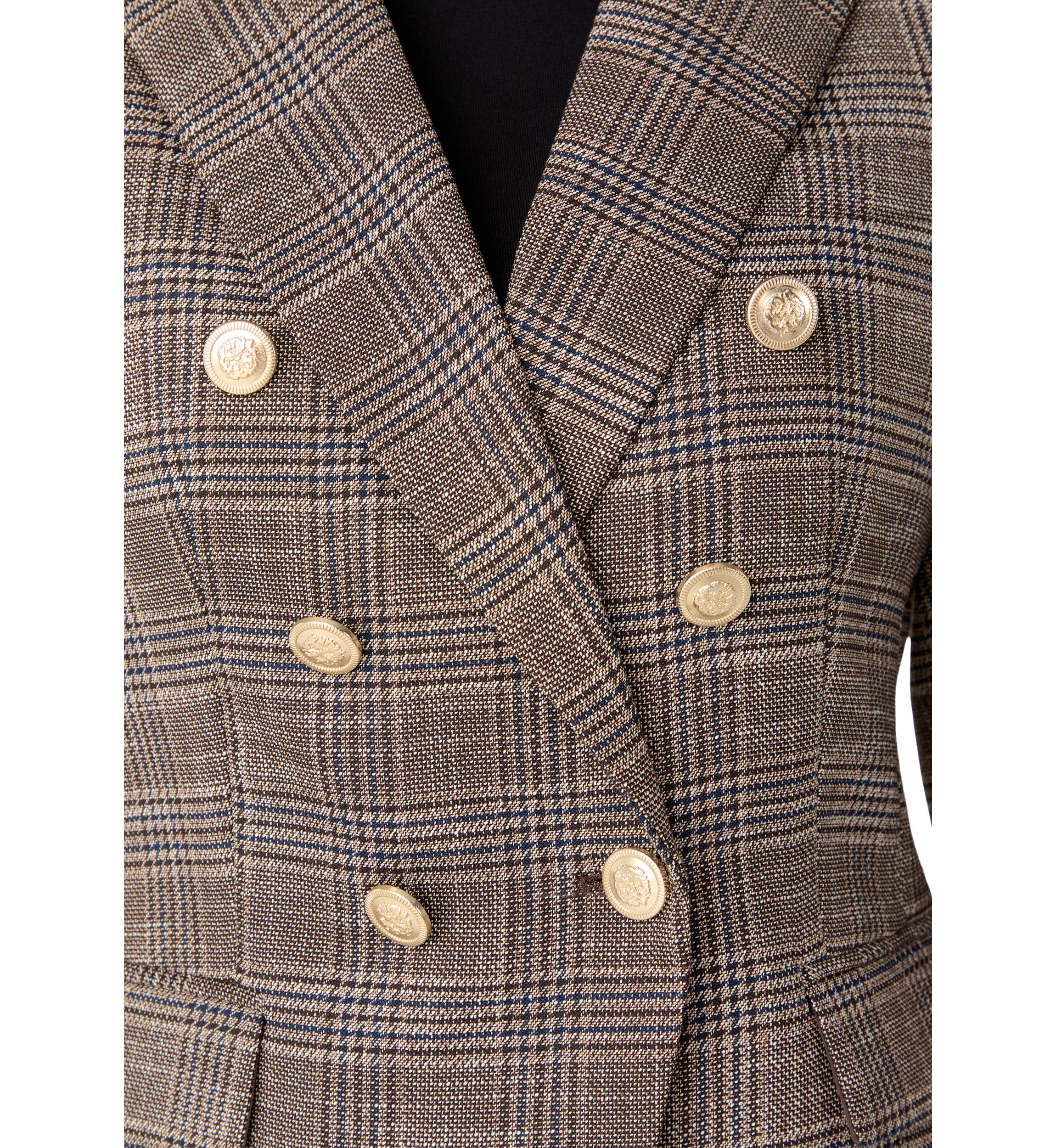 Womens Faux Double Breasted Plaid Jacket 