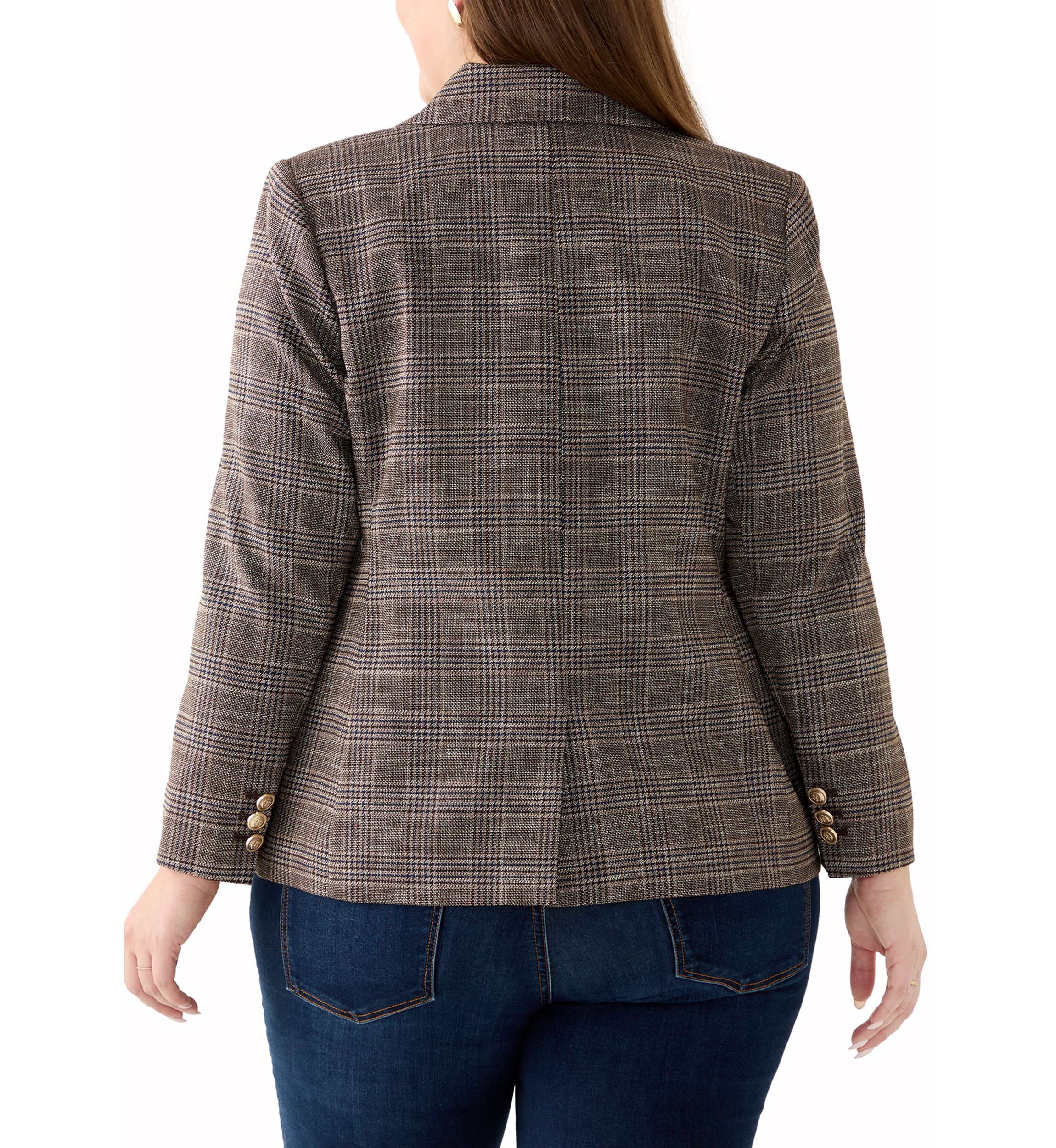 Plus Size Plaid Blazer