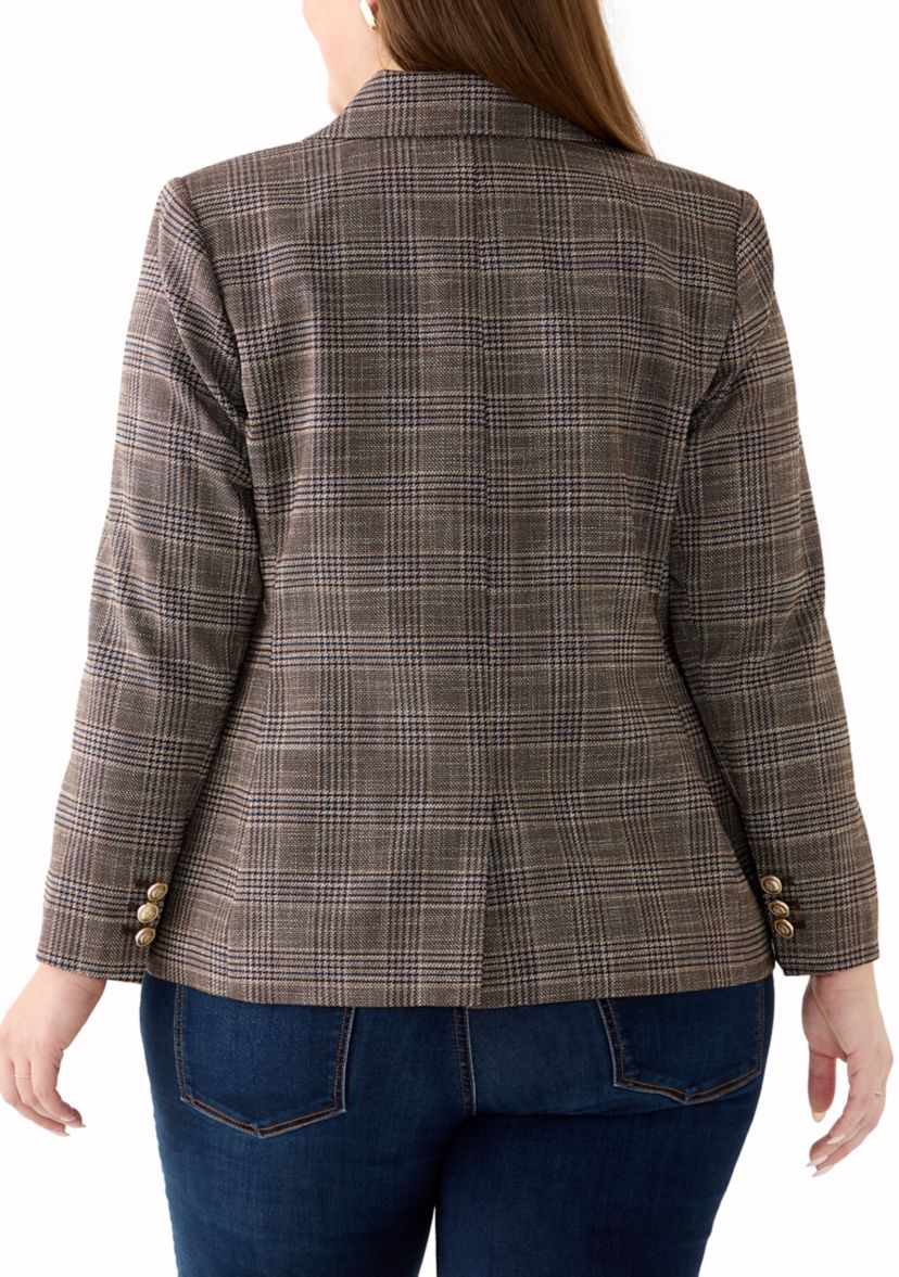 Plus Size Plaid Blazer