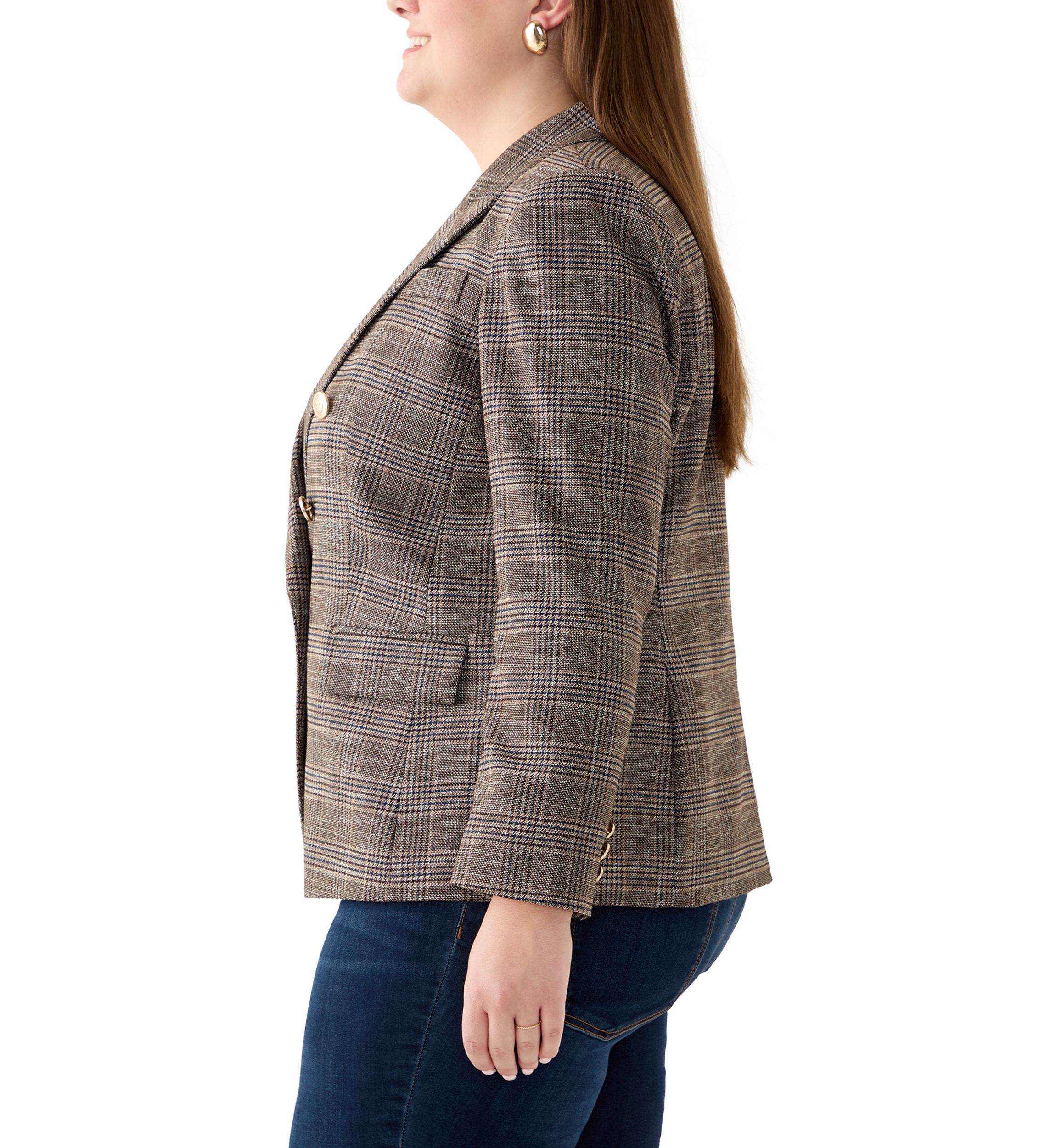 Plus Size Plaid Blazer