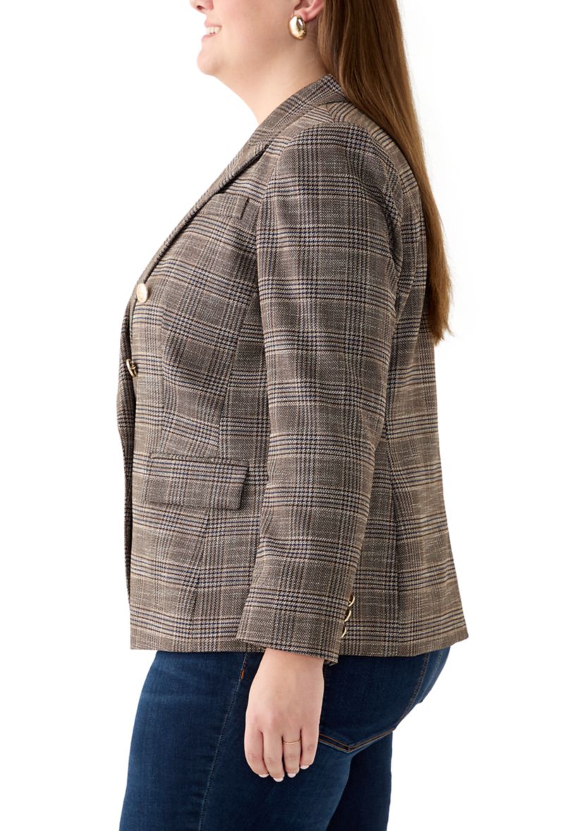 Plus Size Plaid Blazer