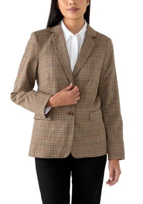 Tahari Women's Tie Front Glen Plaid One-Button Jacket, 14