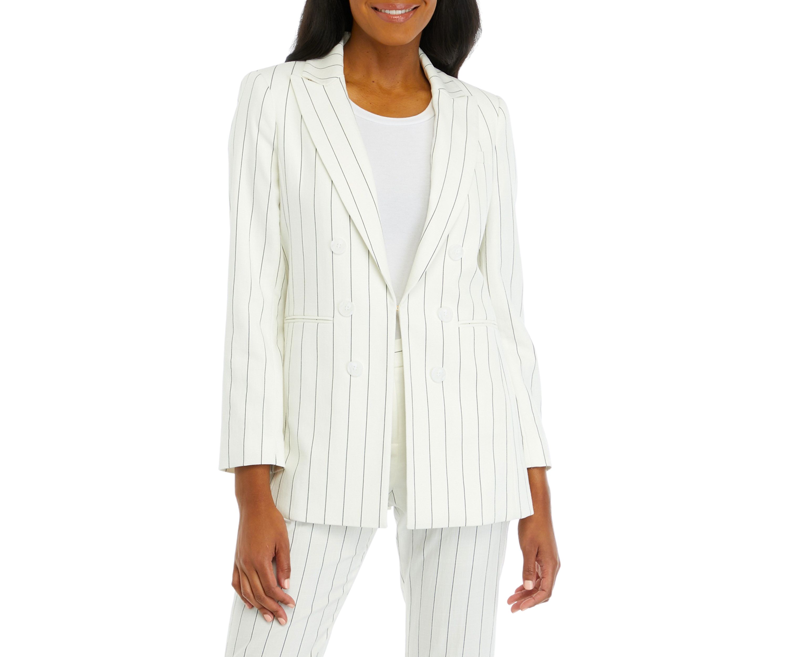 Womens Striped Boyfriend Jacket 