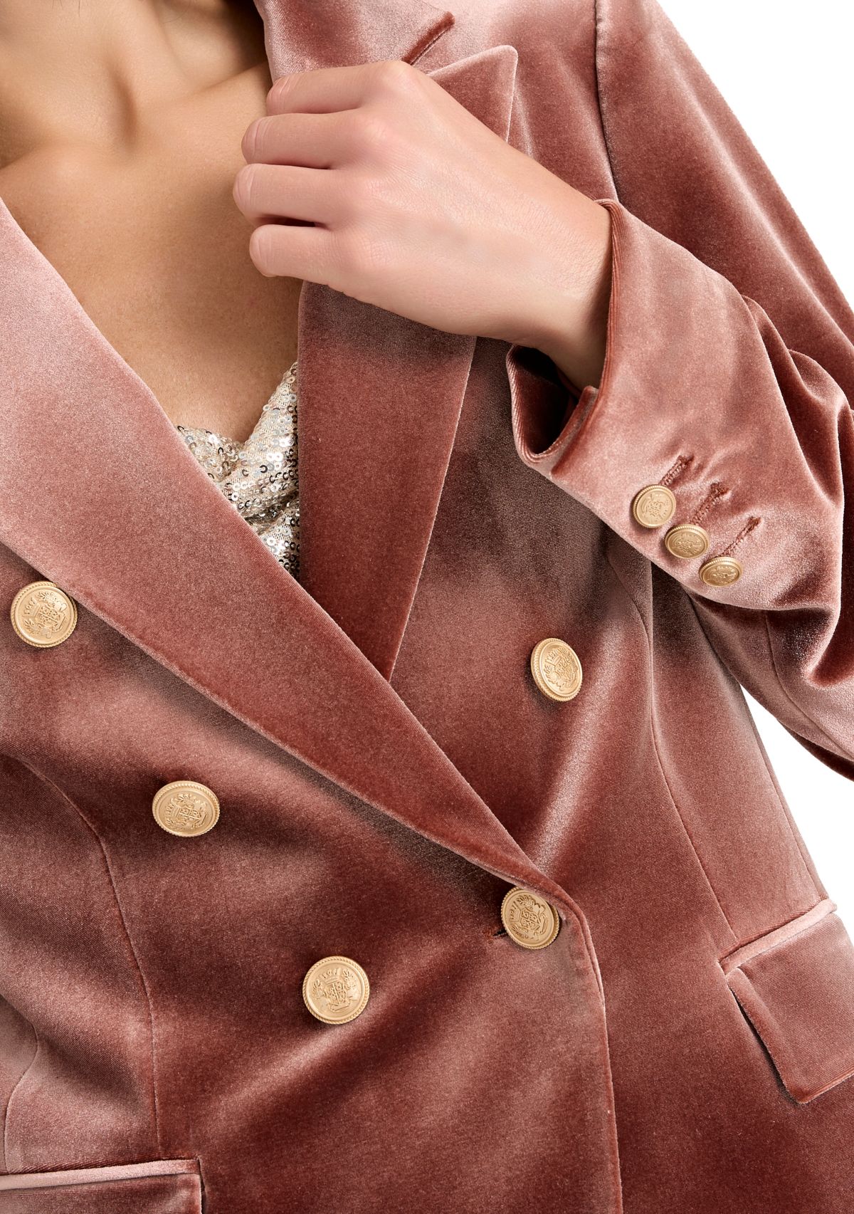 Womens Velvet Double Breast Jacket