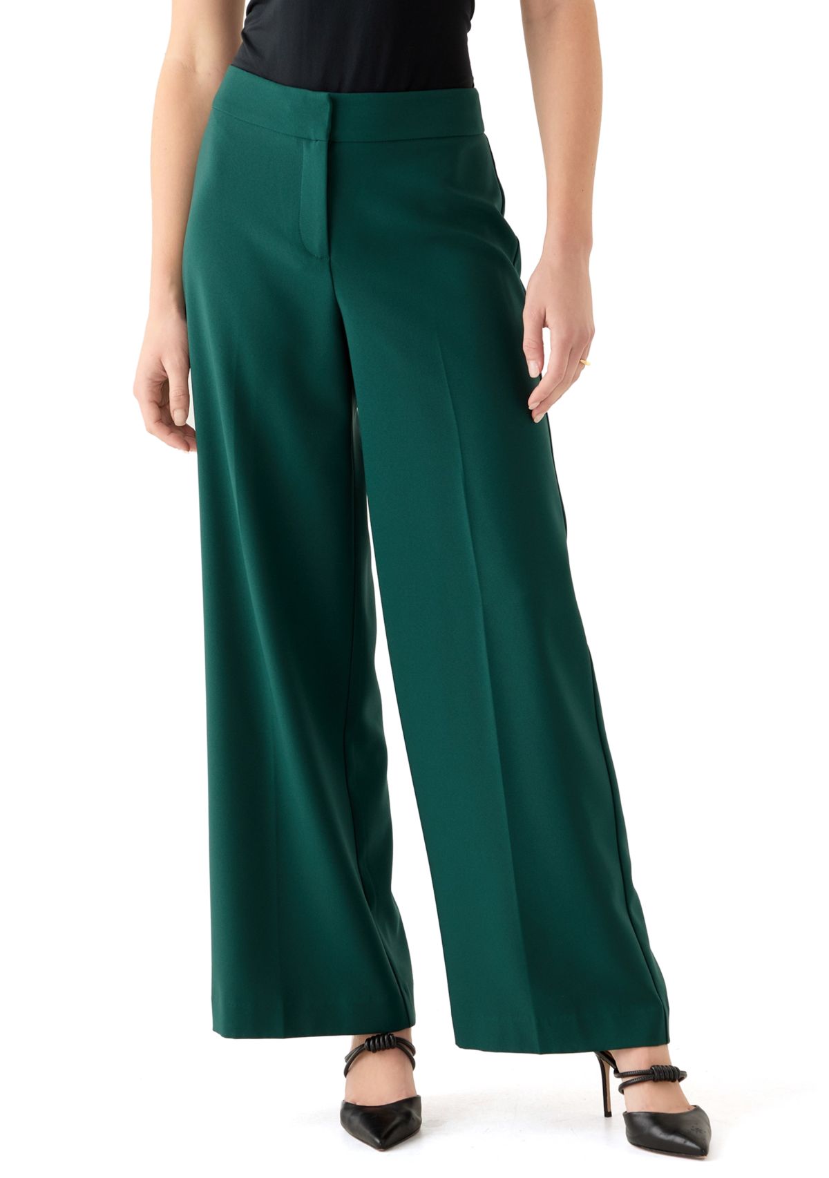 Womens Wide Leg Crepe Pants