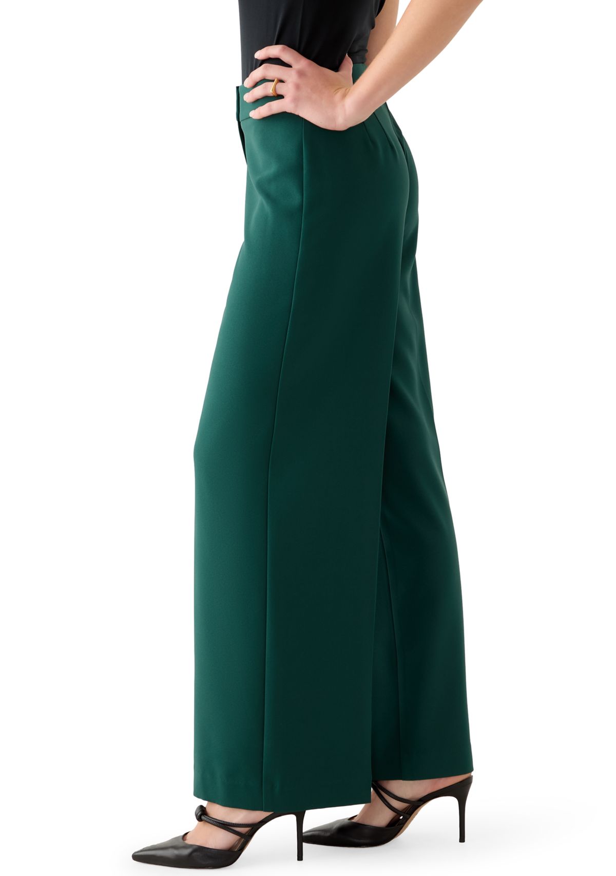 Womens Wide Leg Crepe Pants