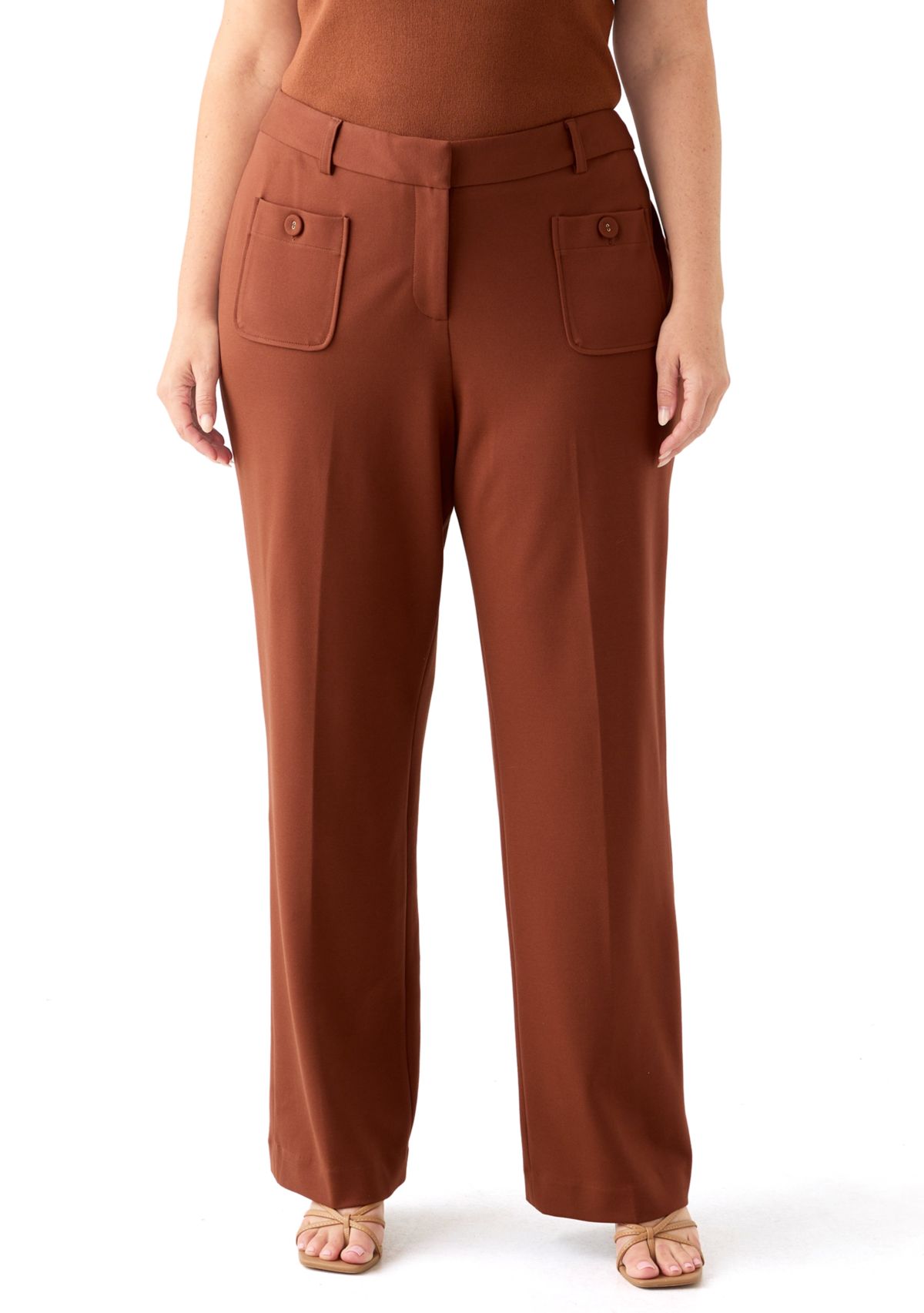 Plus Size Ponte Wide-Leg Pants