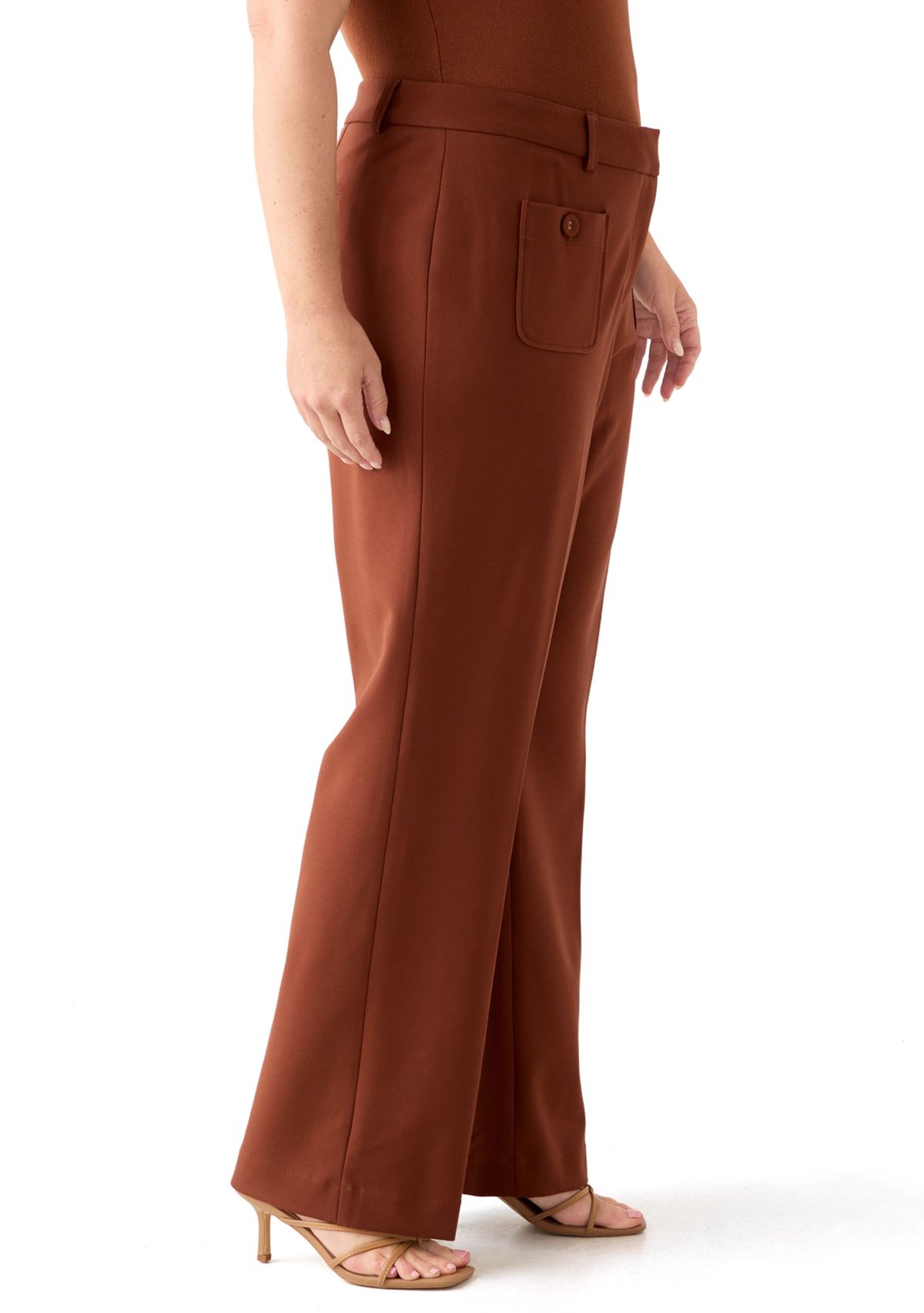 Plus Size Ponte Wide-Leg Pants