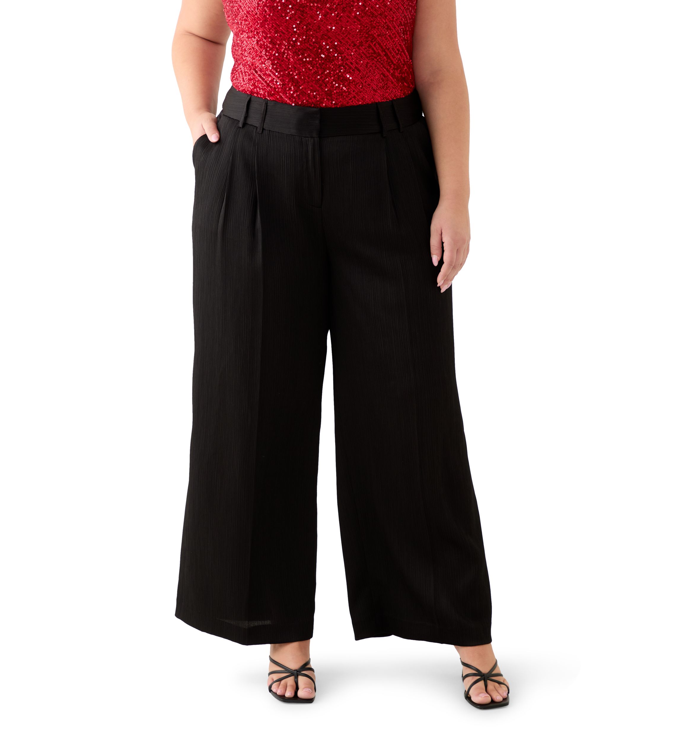 Plus Size Crinkle Satin Pants