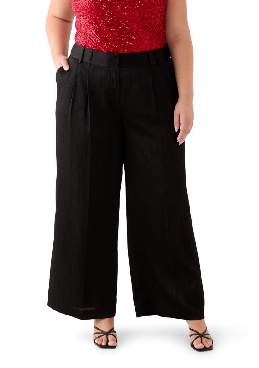 Plus Size Crinkle Satin Pants