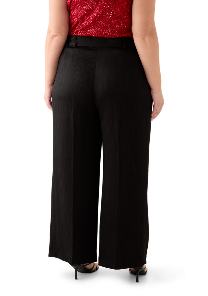 Plus Size Crinkle Satin Pants