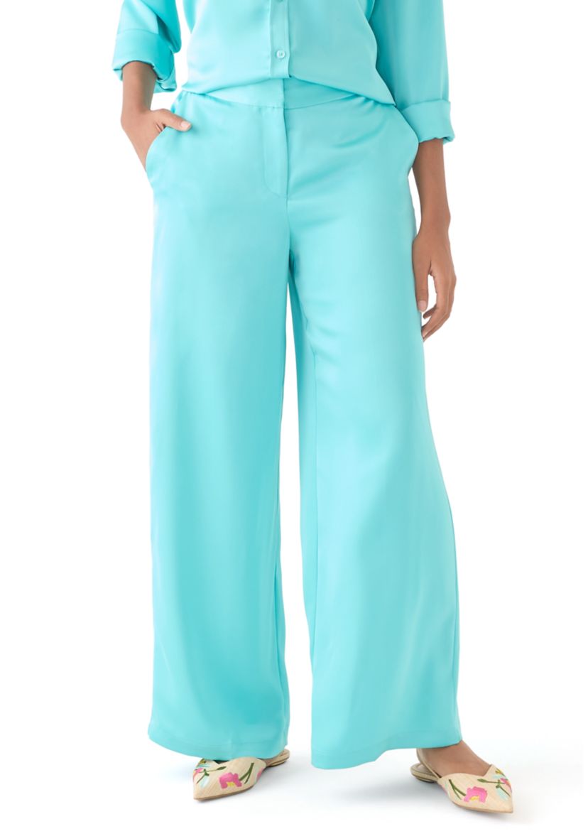 Womens Satin Wide Leg Pants