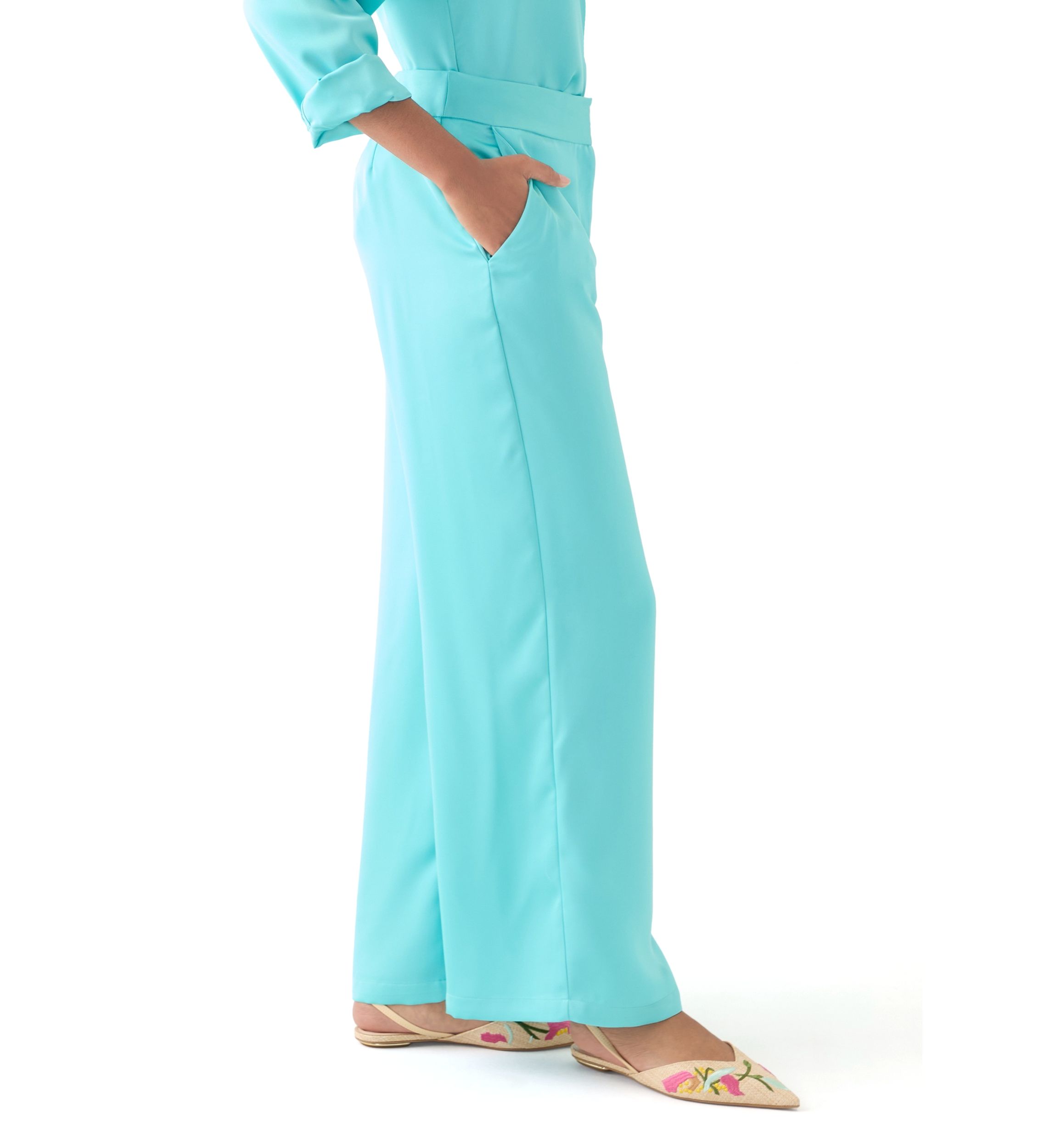 Womens Satin Wide Leg Pants