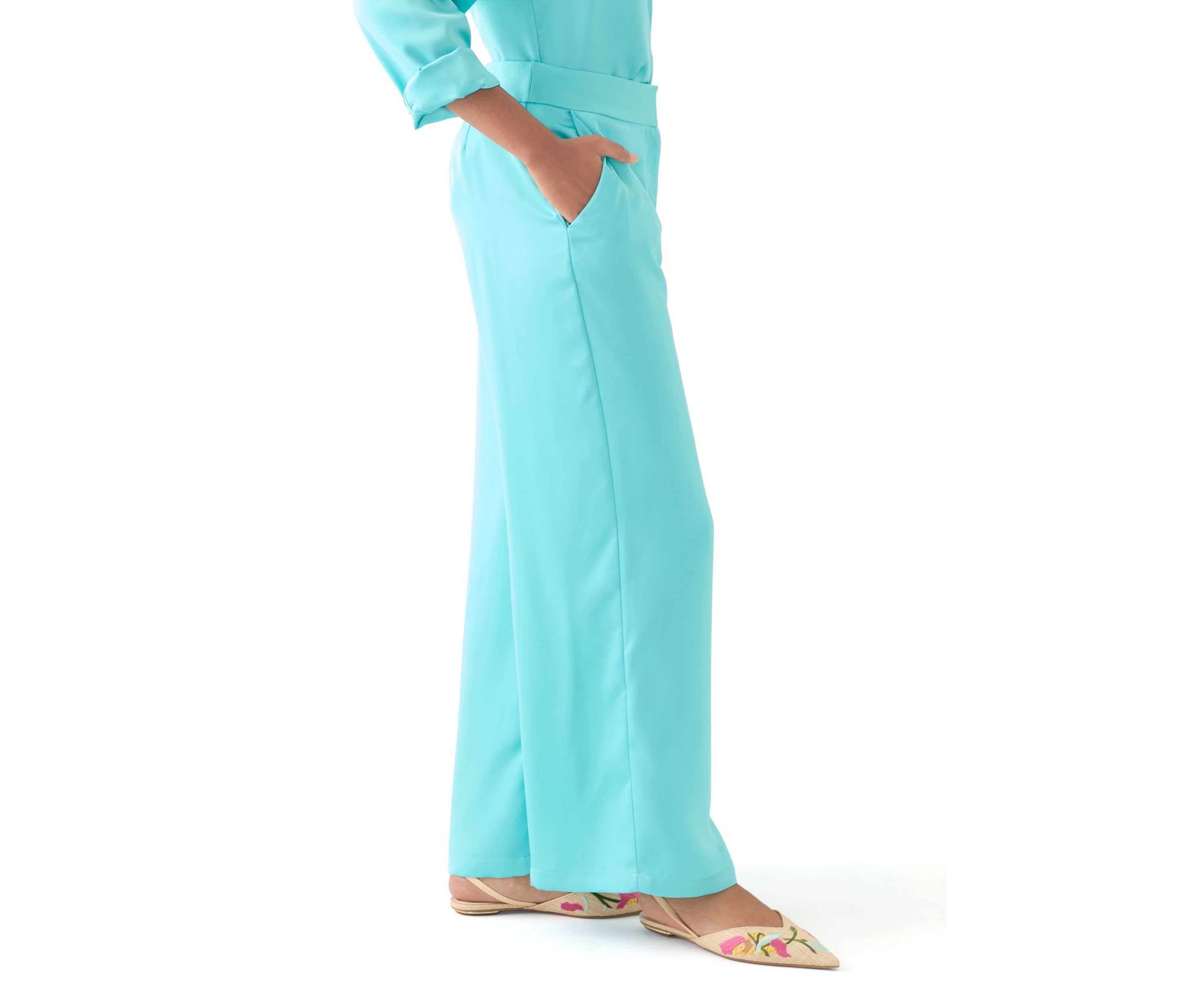Womens Satin Wide Leg Pants