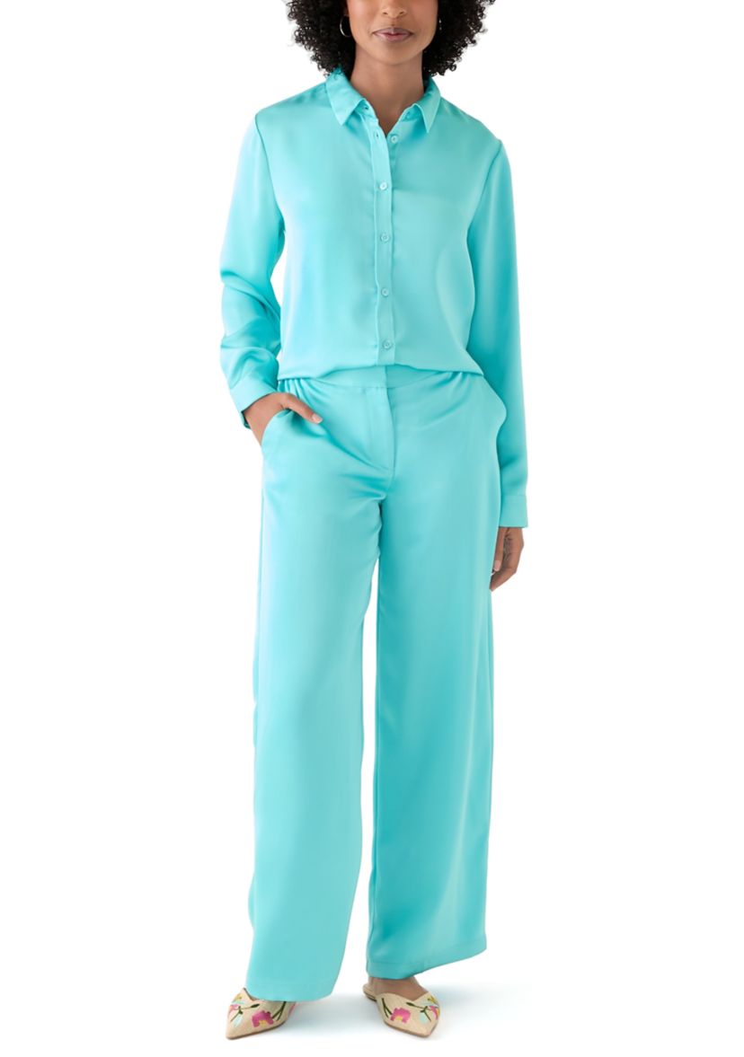 Womens Satin Wide Leg Pants
