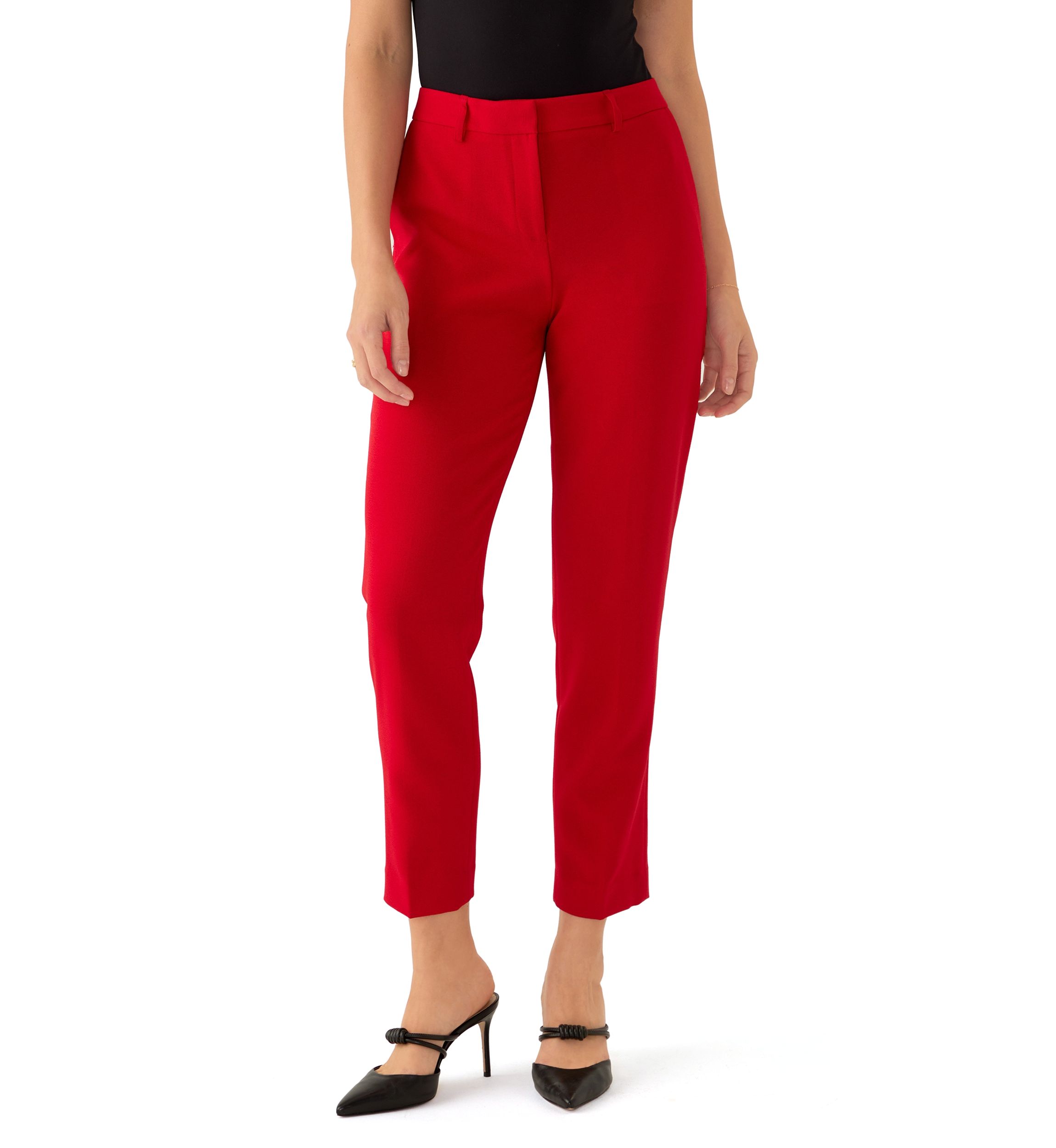 Womens Slim Leg Crepe Pants