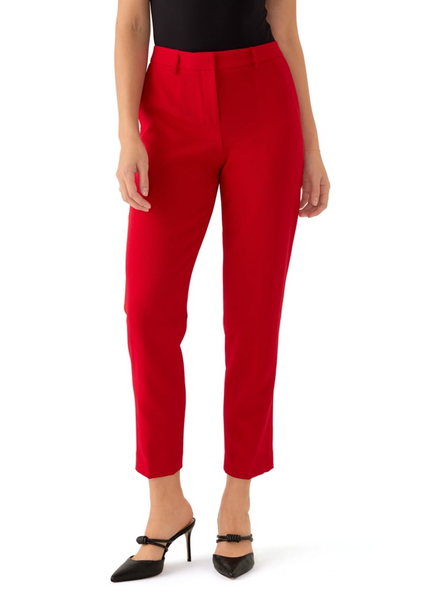 Womens Slim Leg Crepe Pants