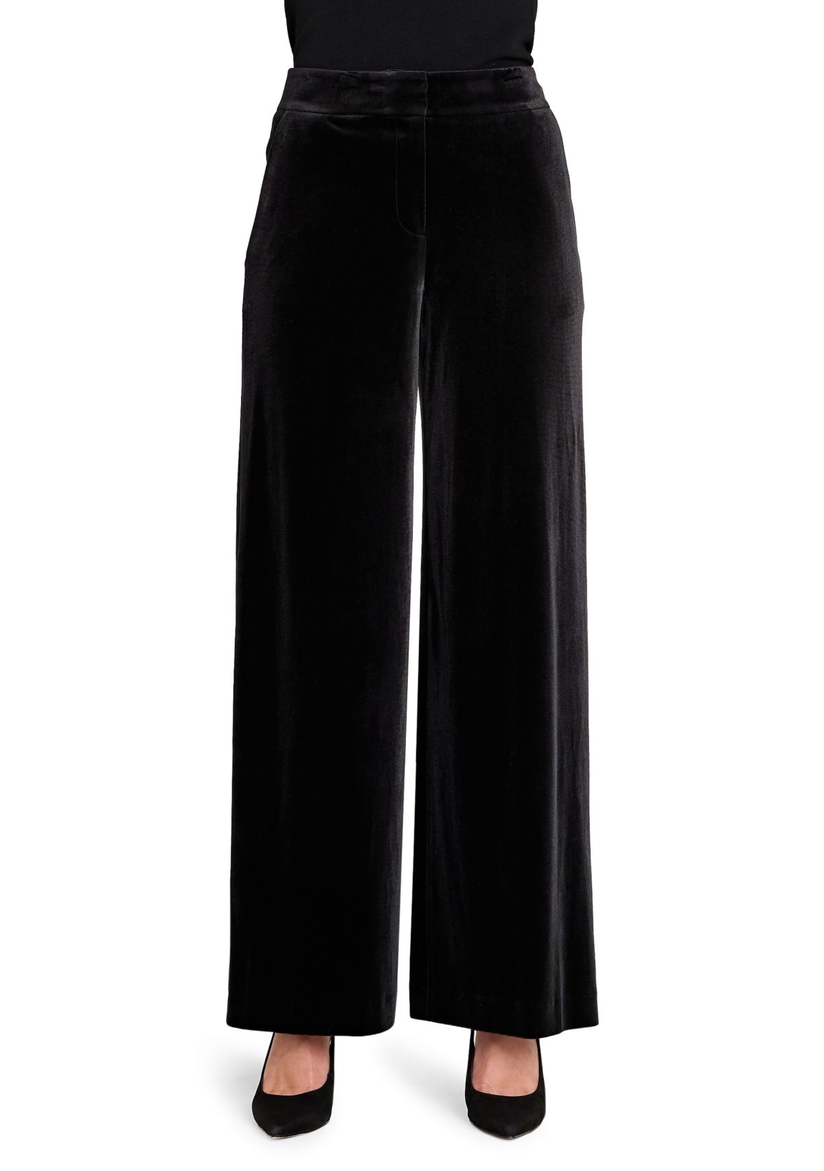 Womens Wide Leg Solid Velvet Pants