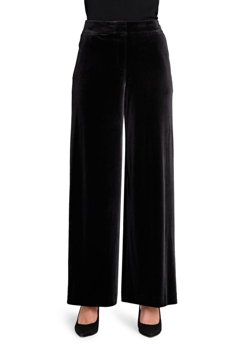 Womens Wide Leg Solid Velvet Pants