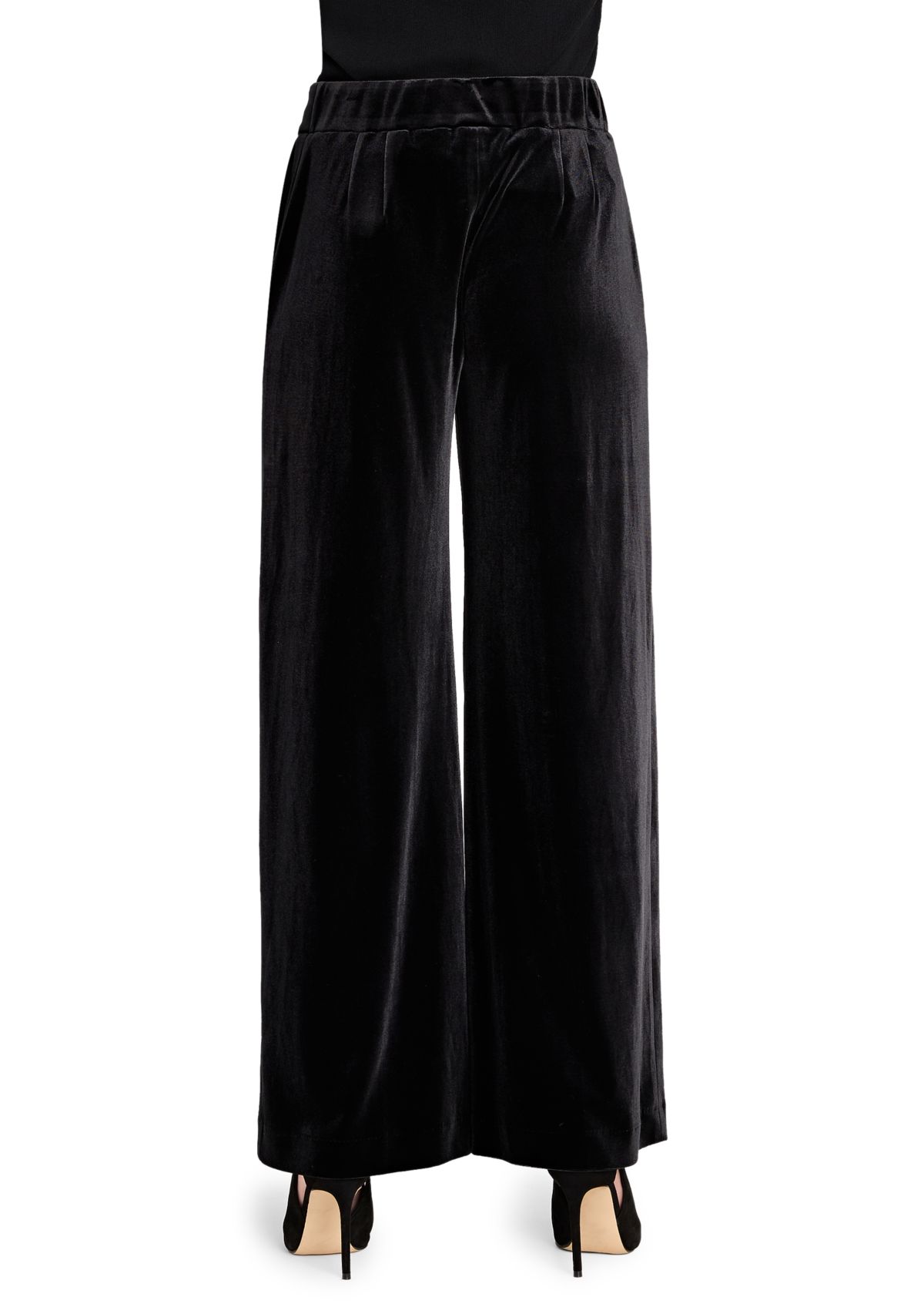 Womens Wide Leg Solid Velvet Pants
