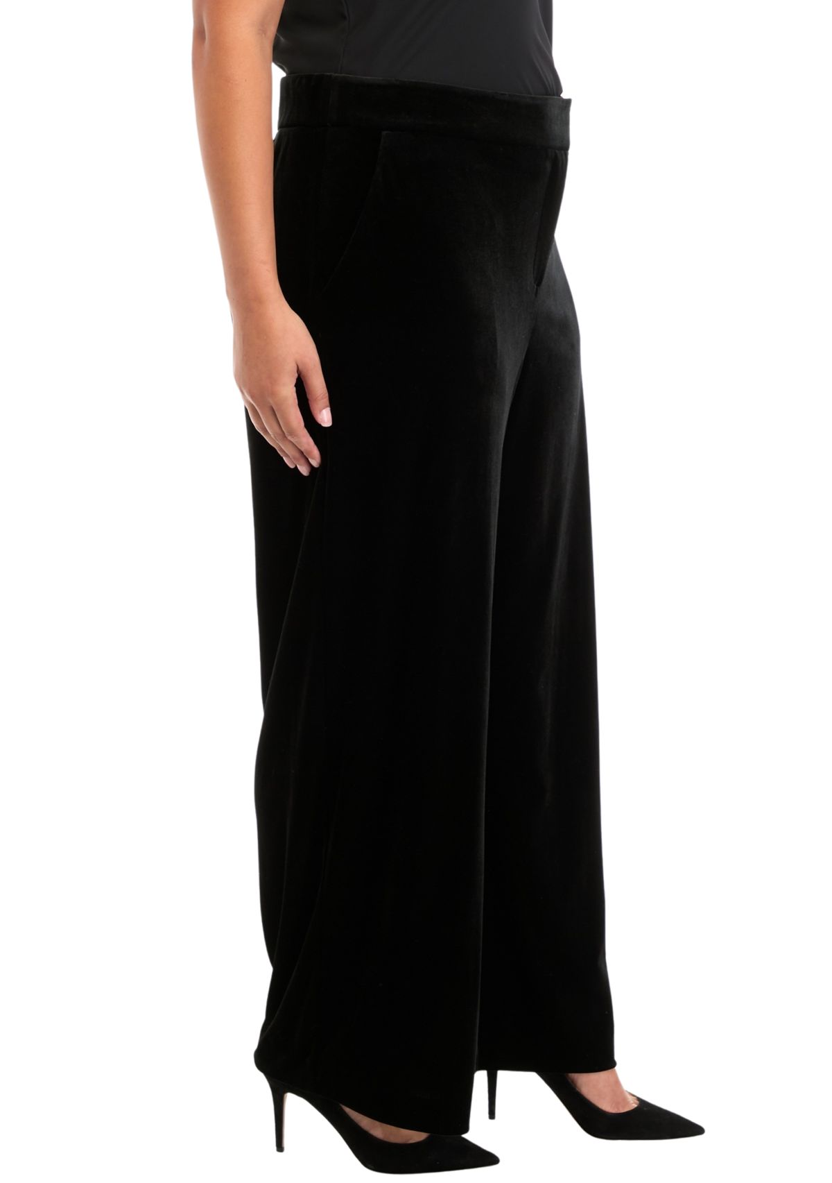Plus Size Wide Leg Velvet Pants