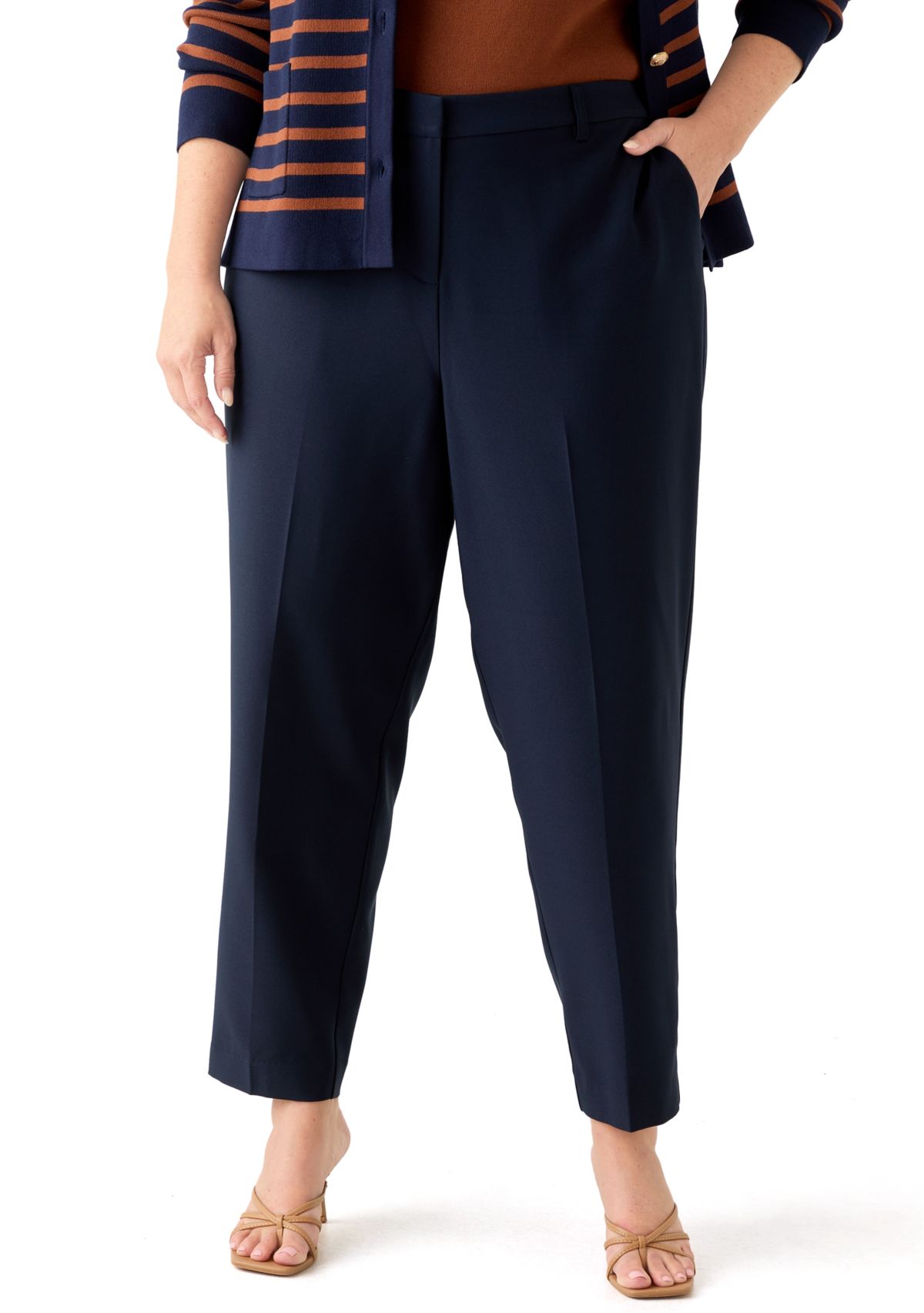 Plus Size Solid BiStretch Slim Pant