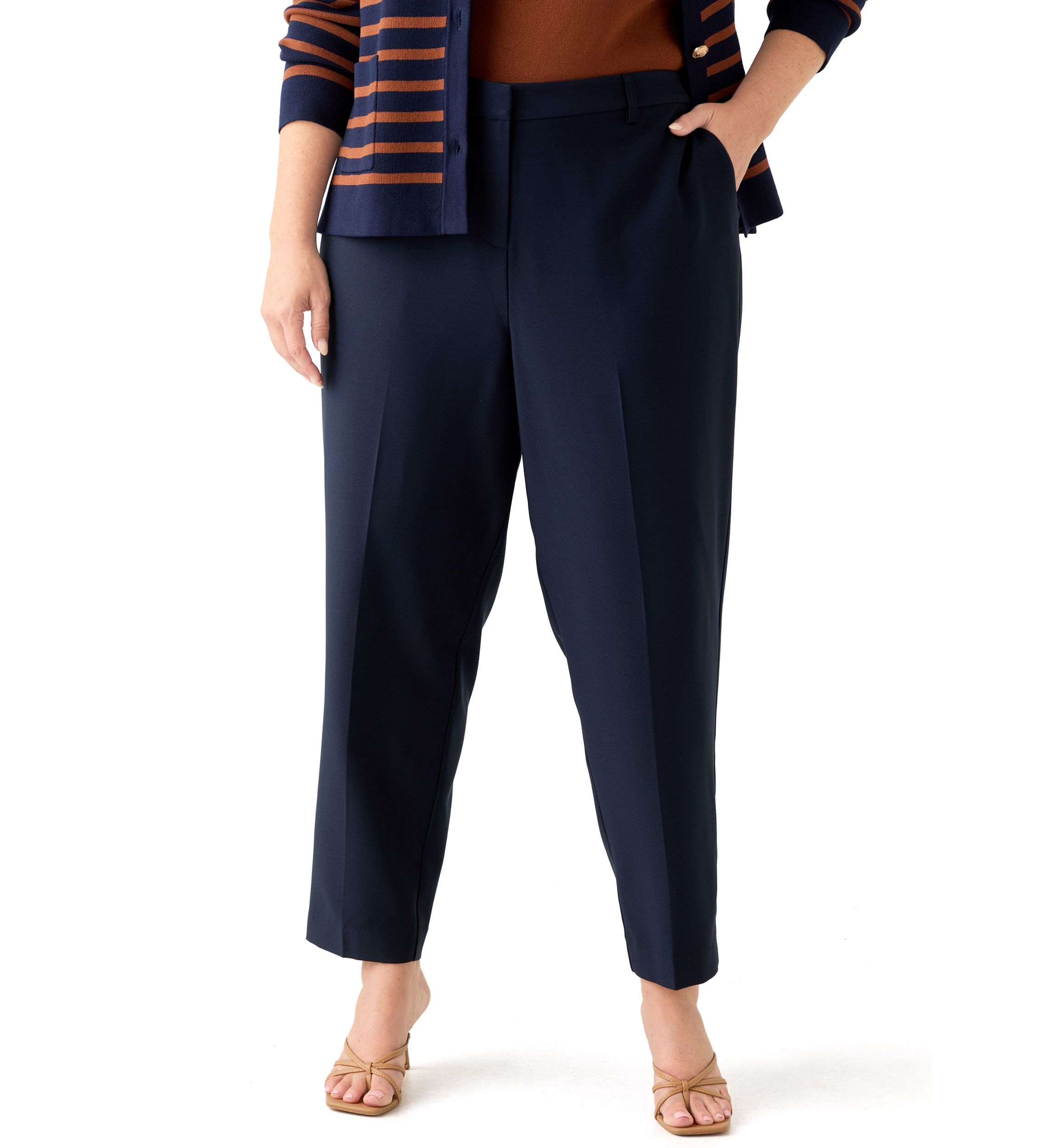 Plus Size Solid BiStretch Slim Pant