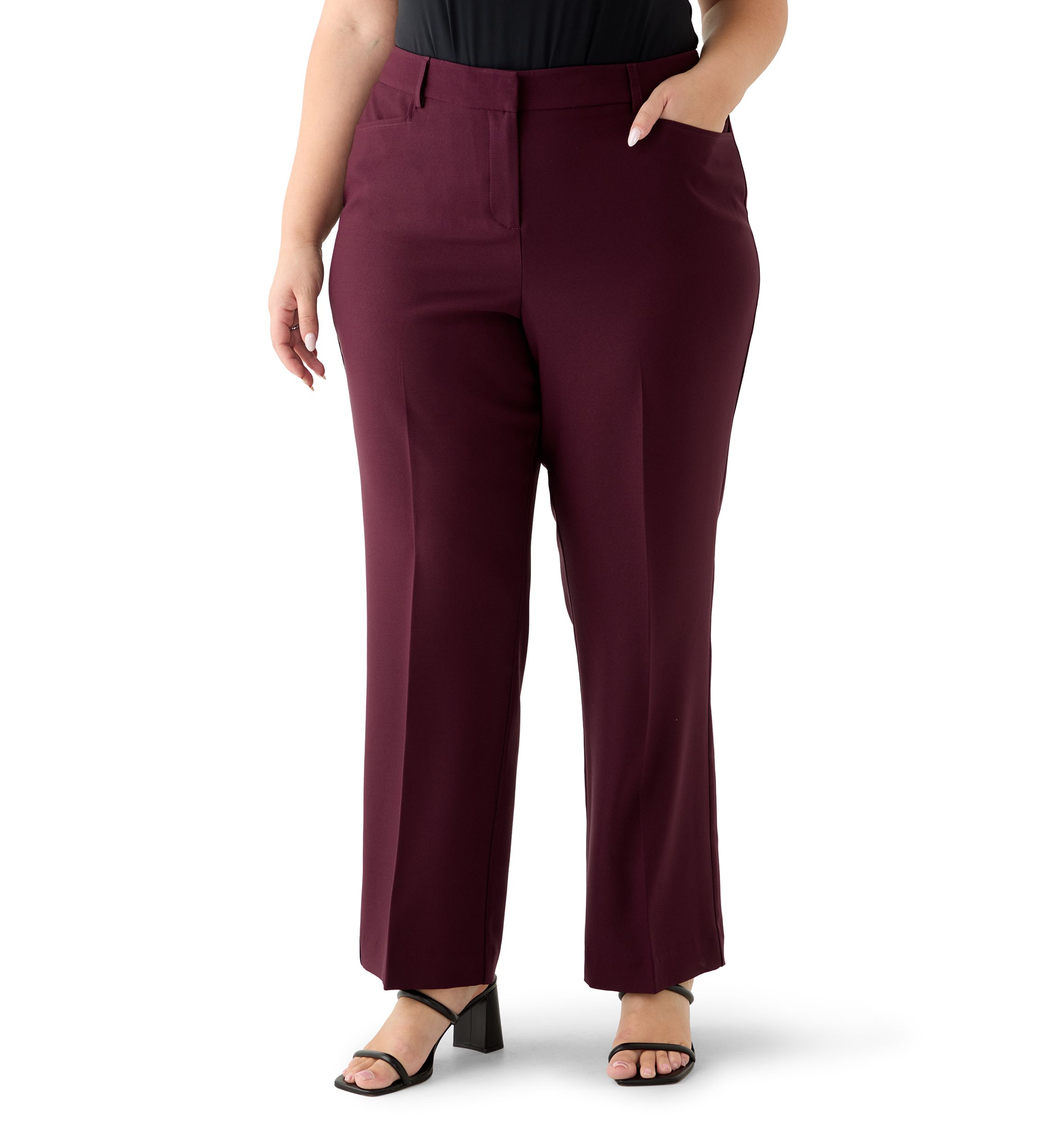 Womens Solid Crepe Wide Leg Pants