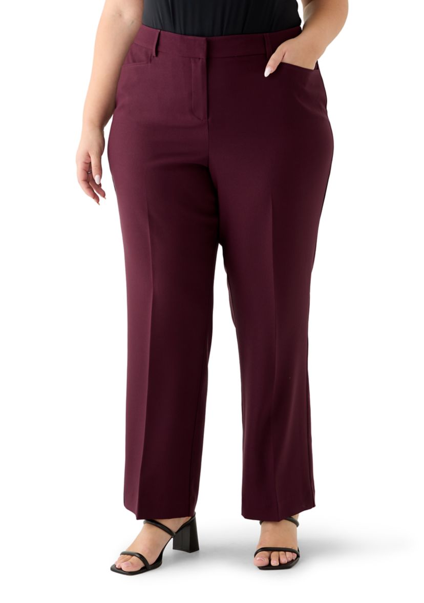 Womens Solid Crepe Wide Leg Pants