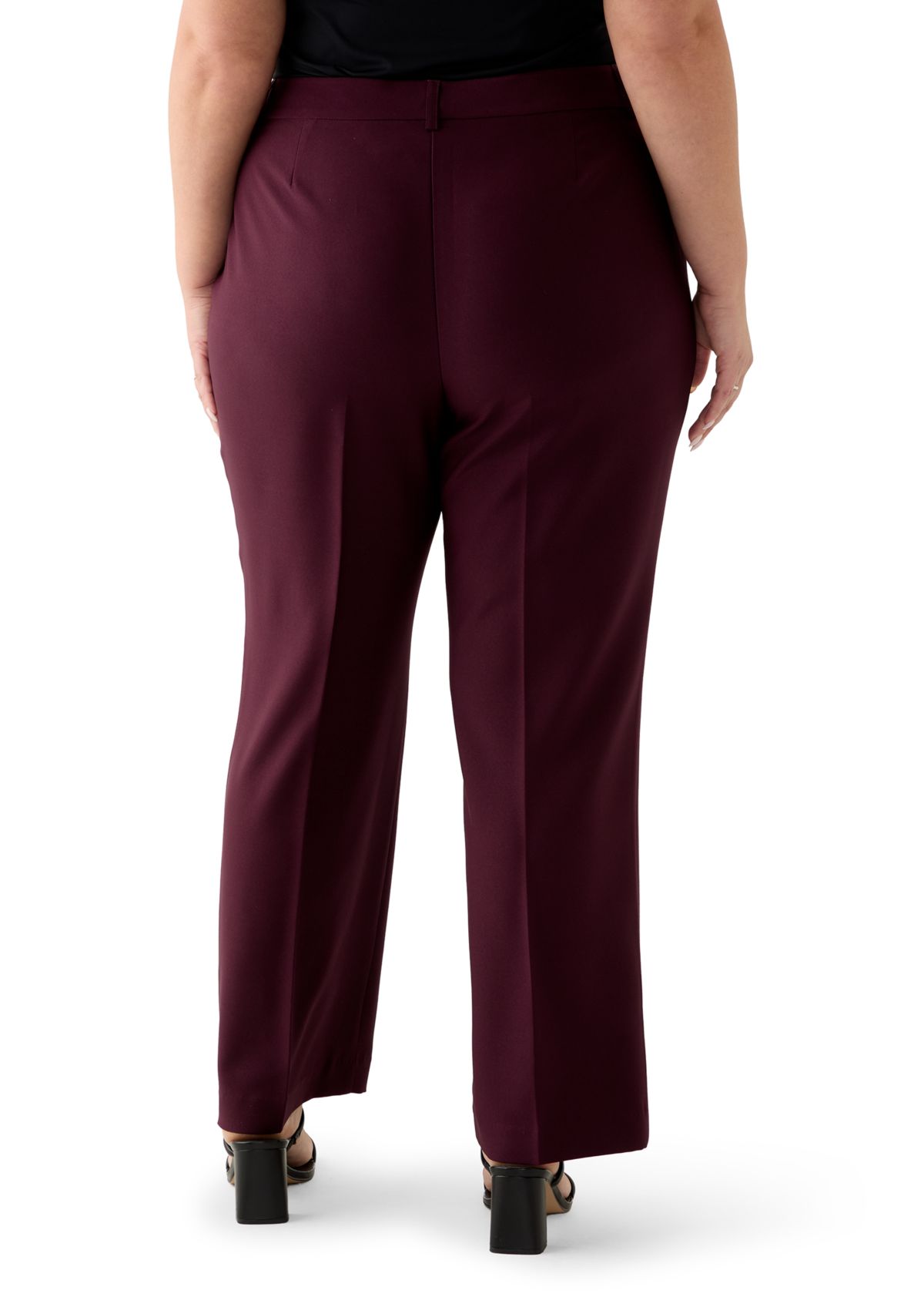 Plus Size Solid Crepe Wide Leg Pants