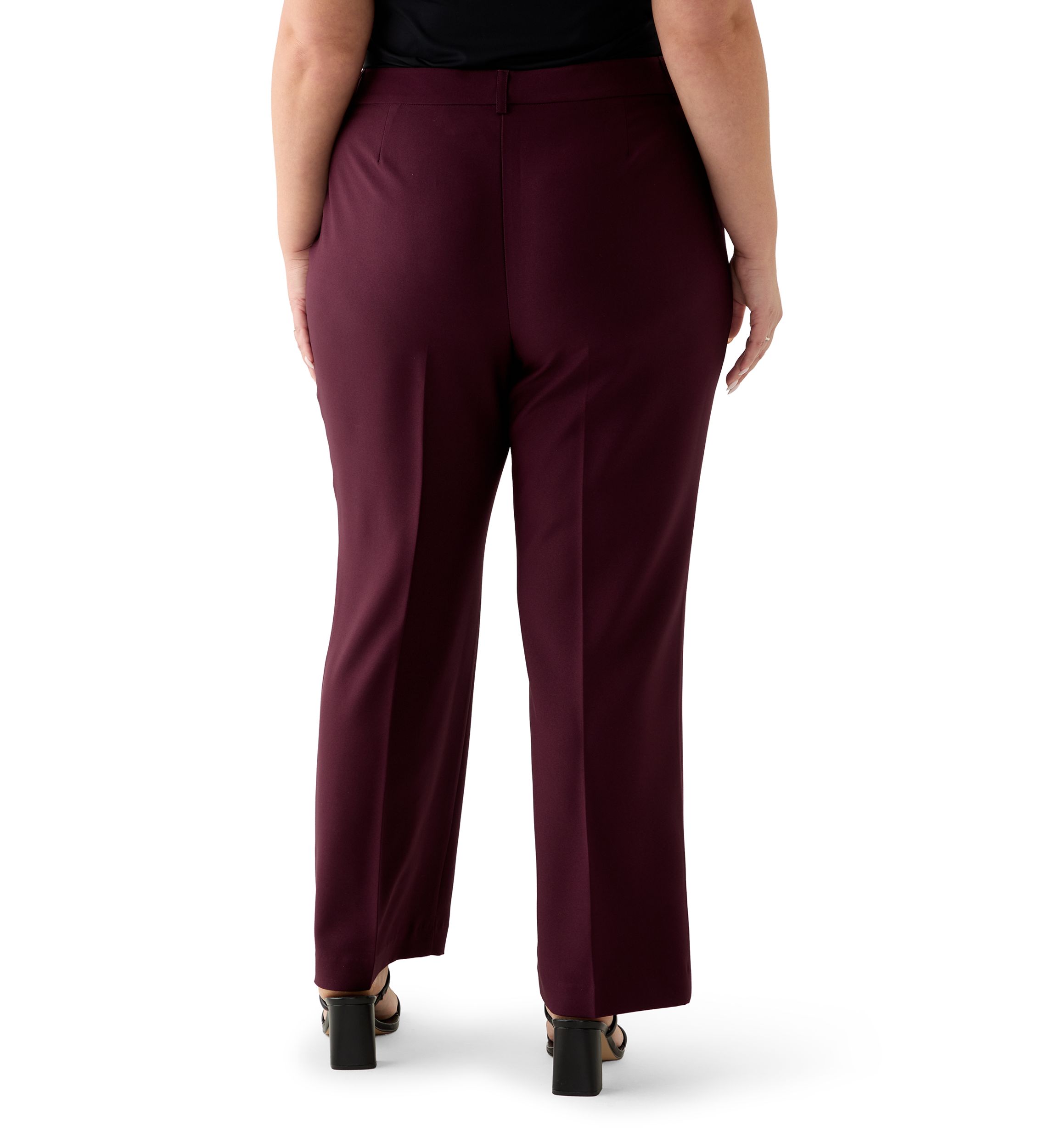 Womens Solid Crepe Wide Leg Pants