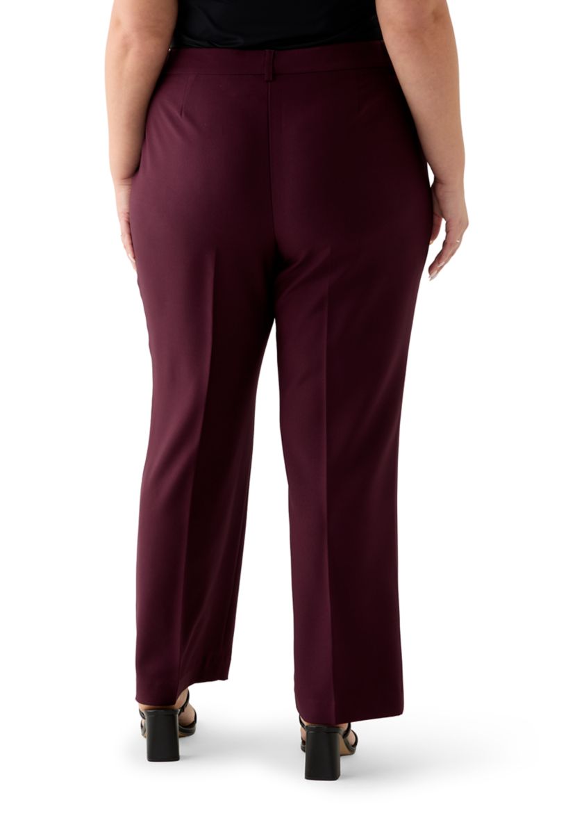 Womens Solid Crepe Wide Leg Pants