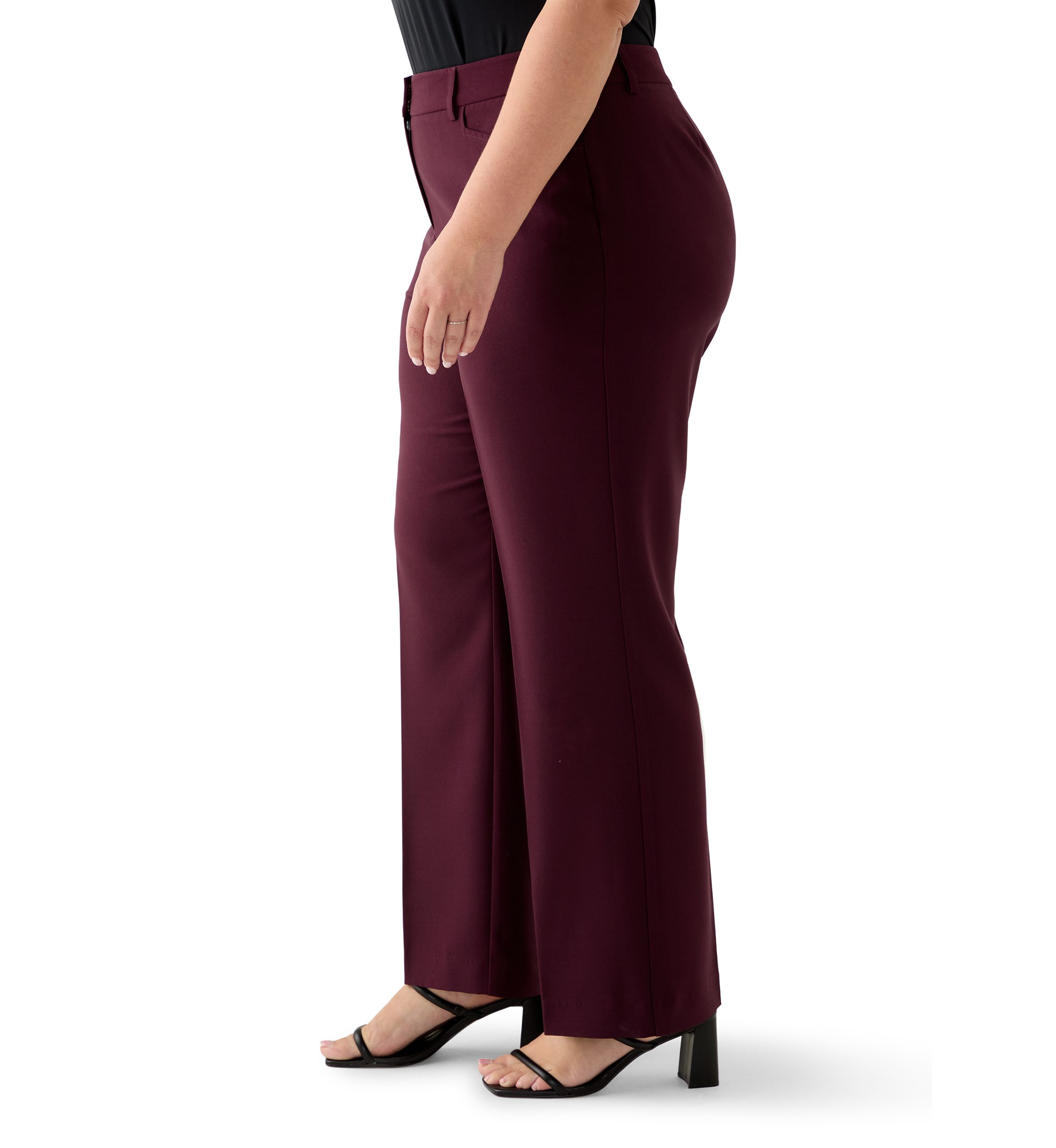Womens Solid Crepe Wide Leg Pants