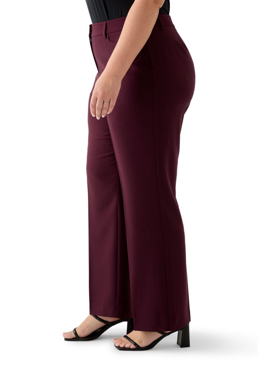 Womens Solid Crepe Wide Leg Pants