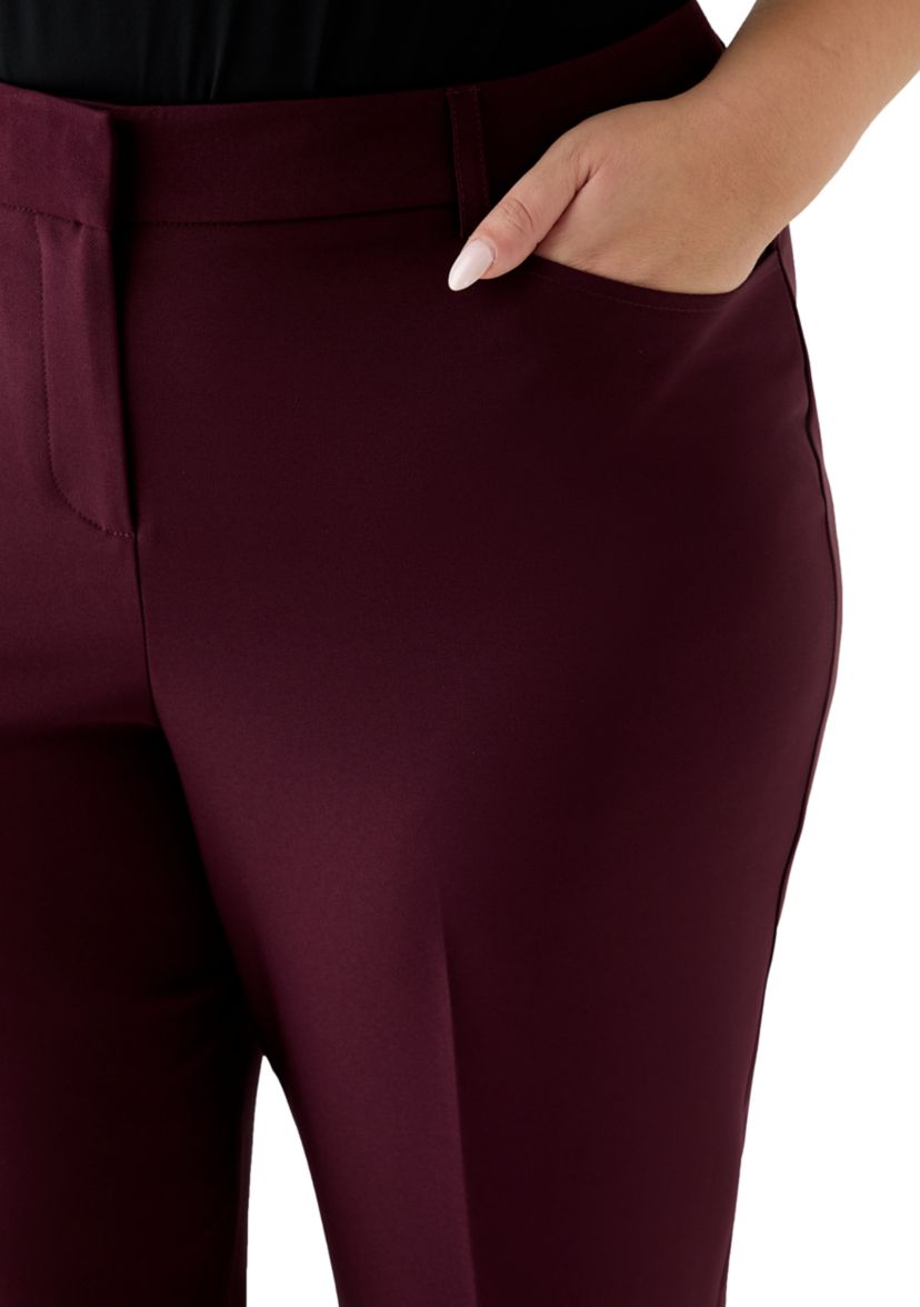 Womens Solid Crepe Wide Leg Pants
