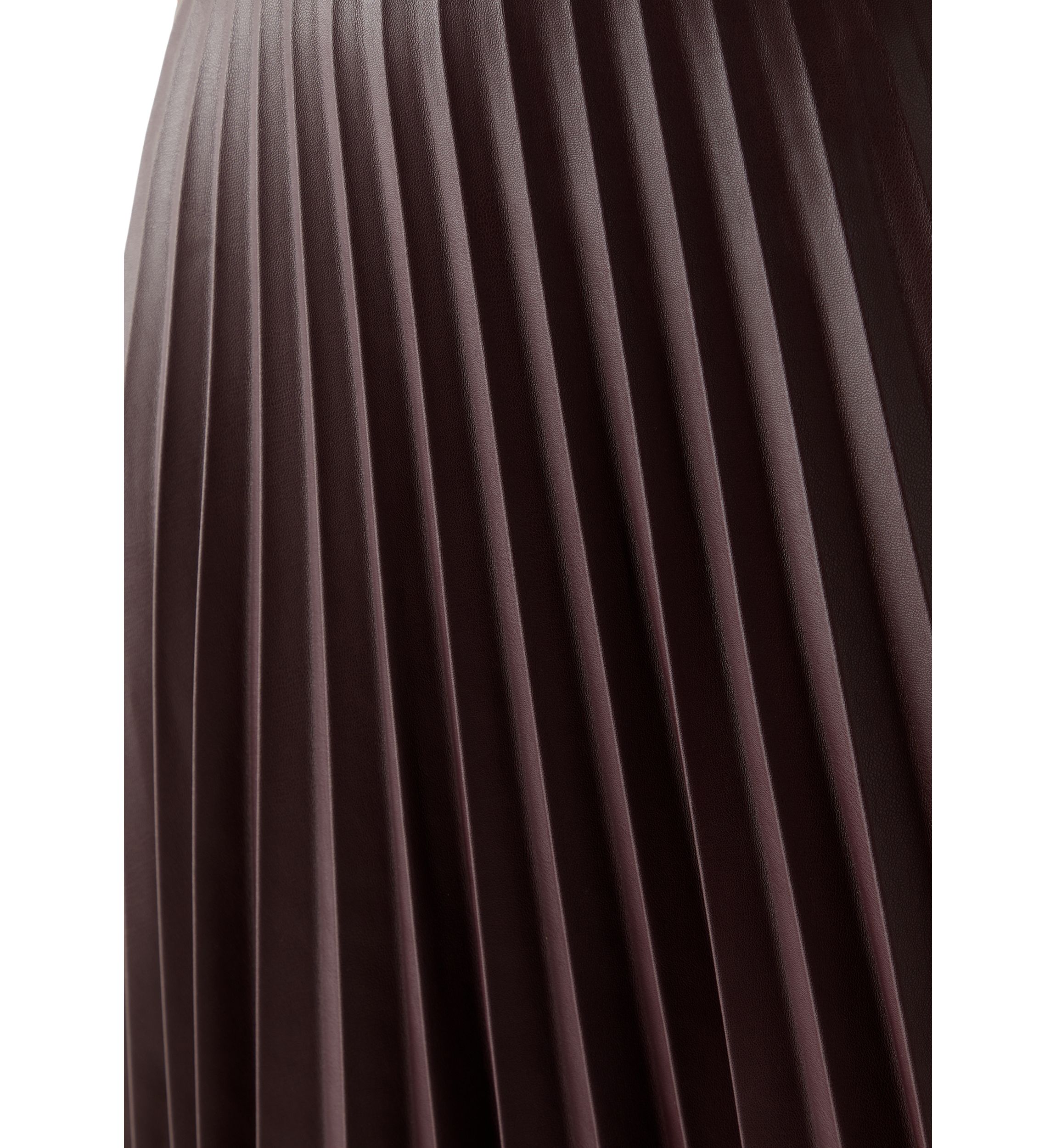 Womens Vegan Leather Long Pleated Skirt