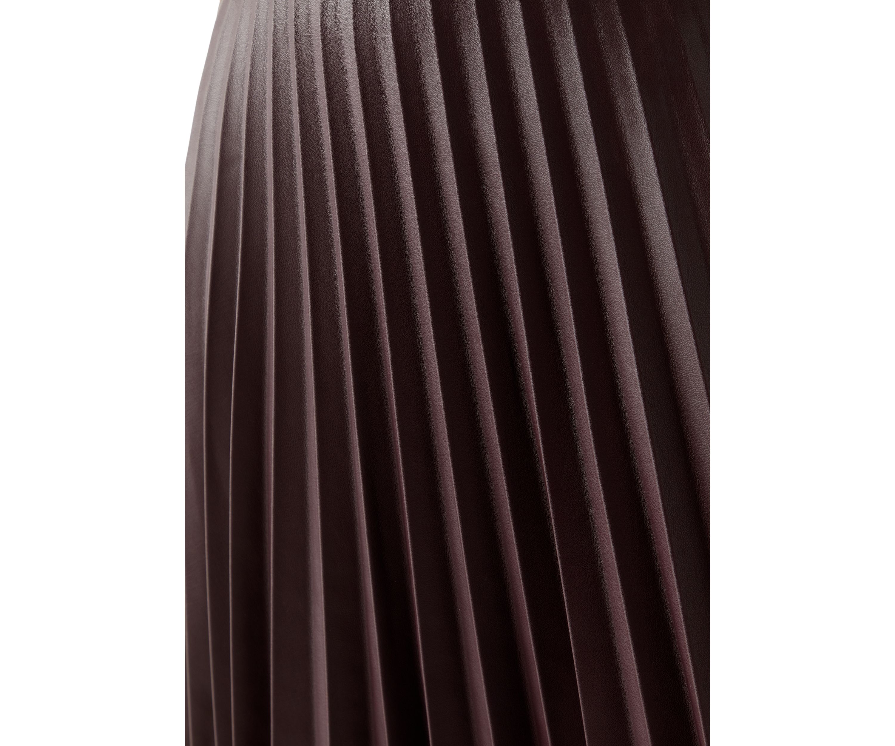 Womens Vegan Leather Long Pleated Skirt