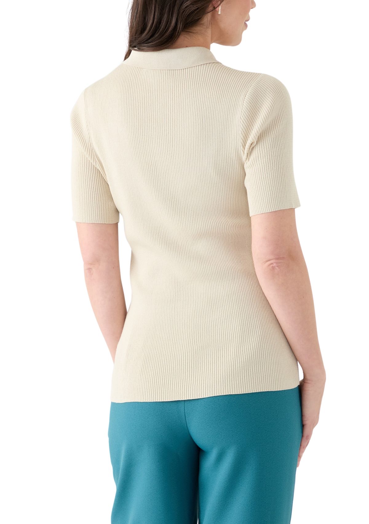 Womens Short Sleeve Johnny Collar Top