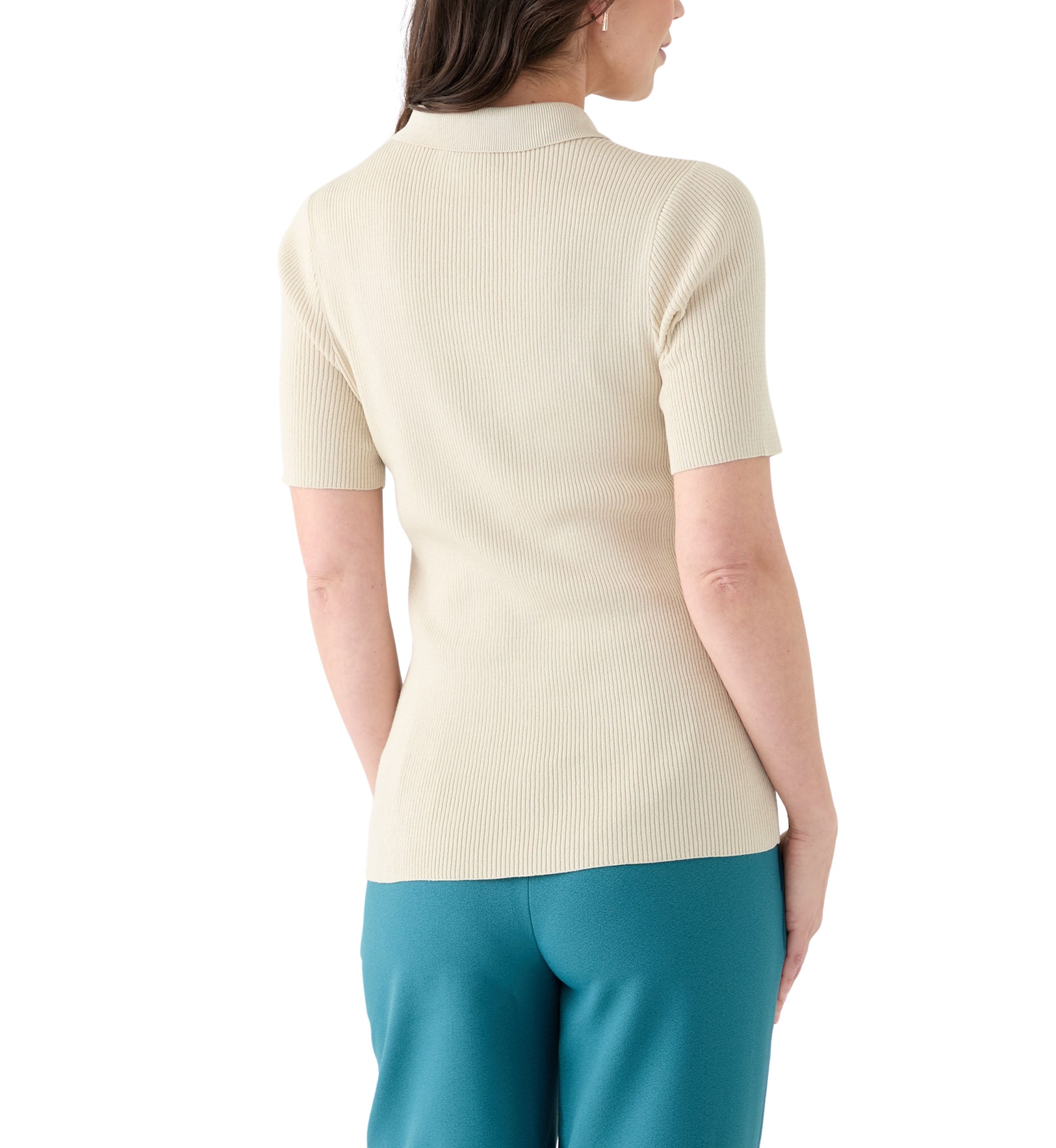 Womens Short Sleeve Johnny Collar Top