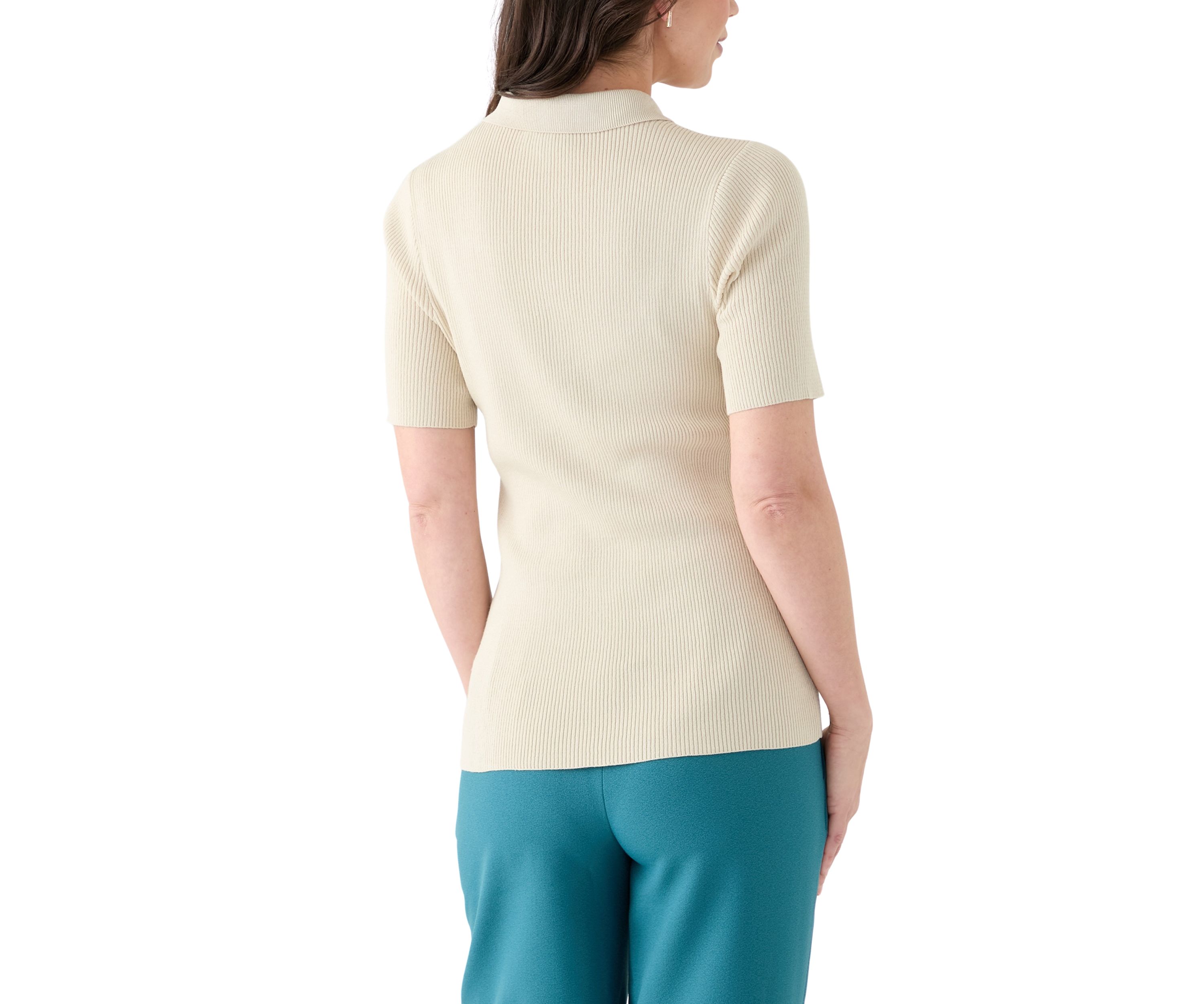 Womens Short Sleeve Johnny Collar Top