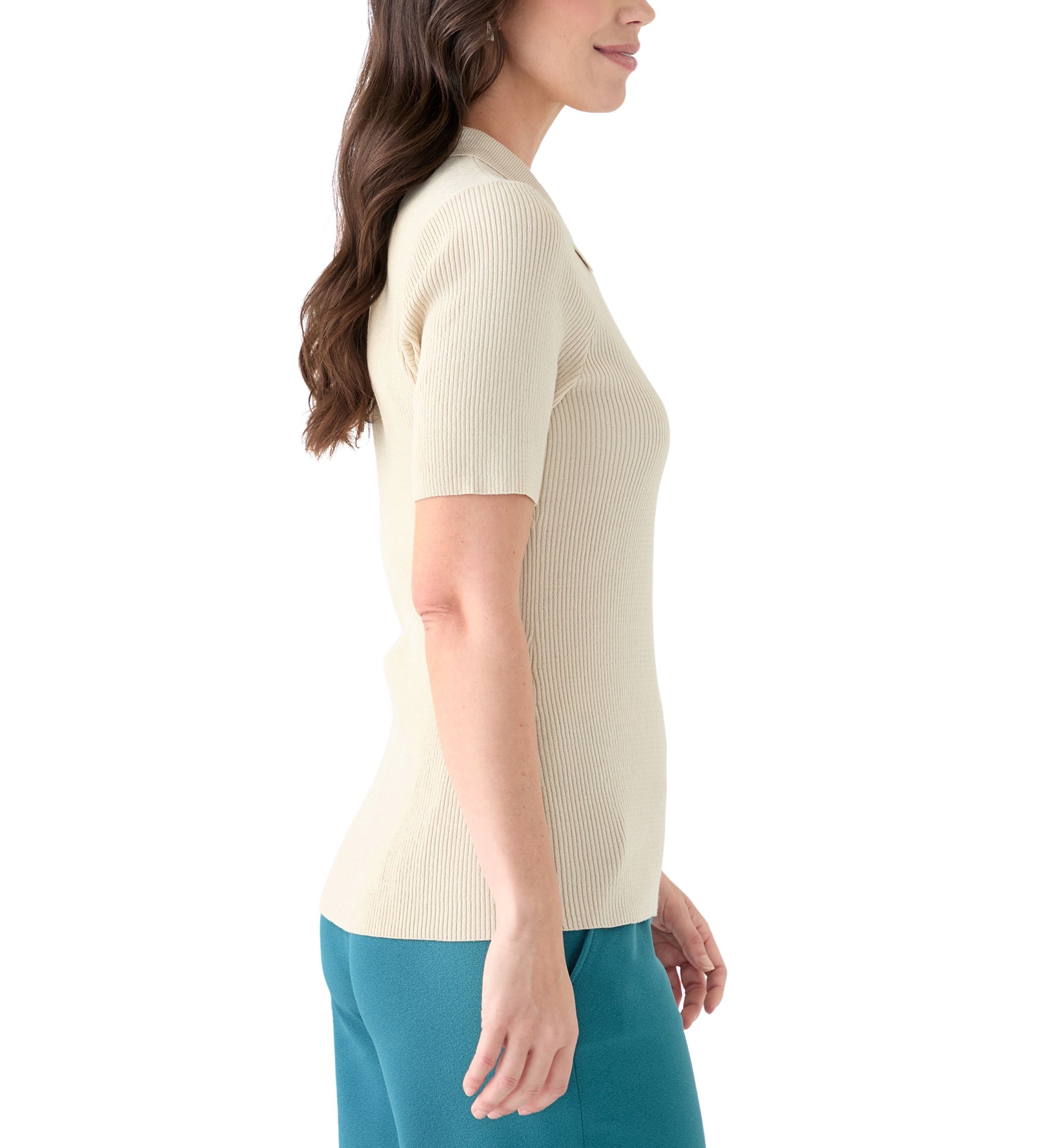 Womens Short Sleeve Johnny Collar Top