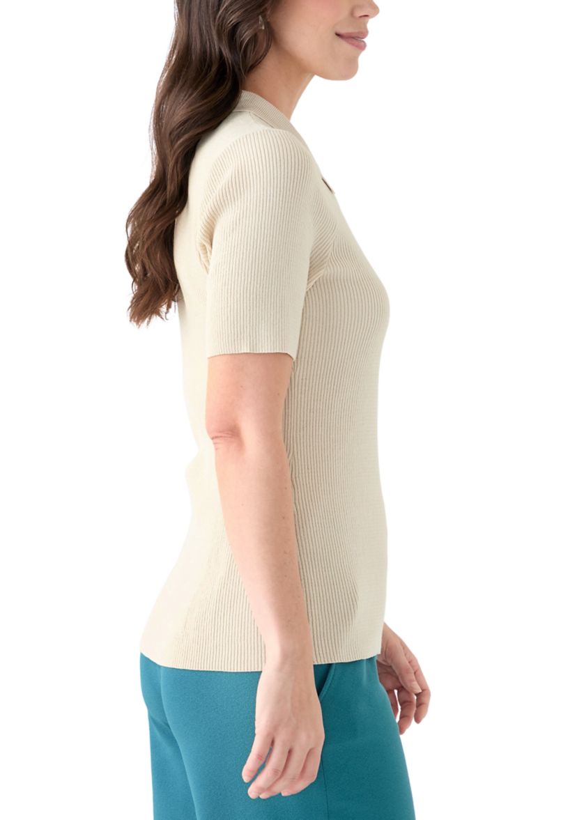 Womens Short Sleeve Johnny Collar Top