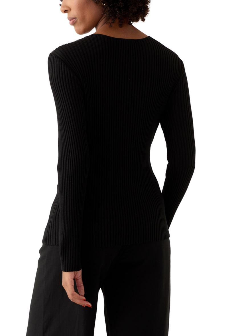 Womens Long Sleeve Twist Neck Top